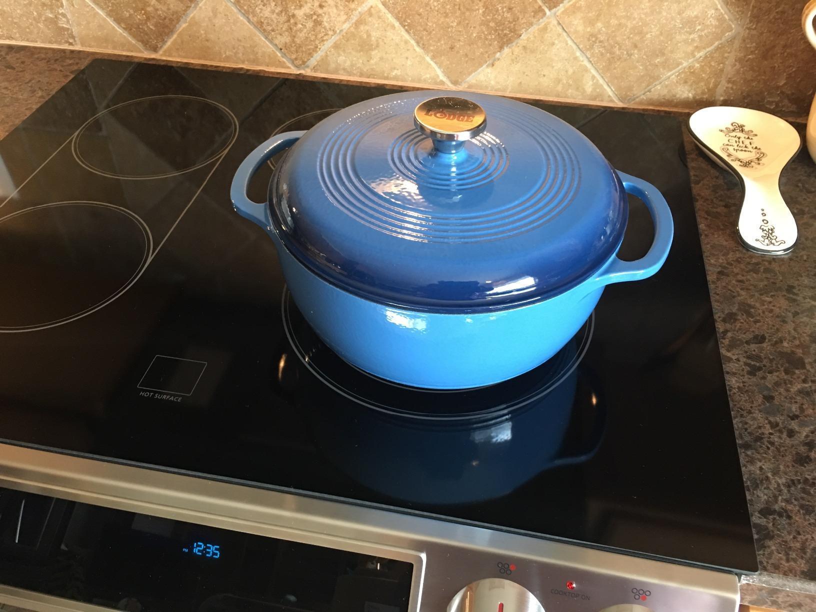 Lodge Essential Enamel Cast Iron Dutch Oven, 6 Quart, Oyster White customer photo 1