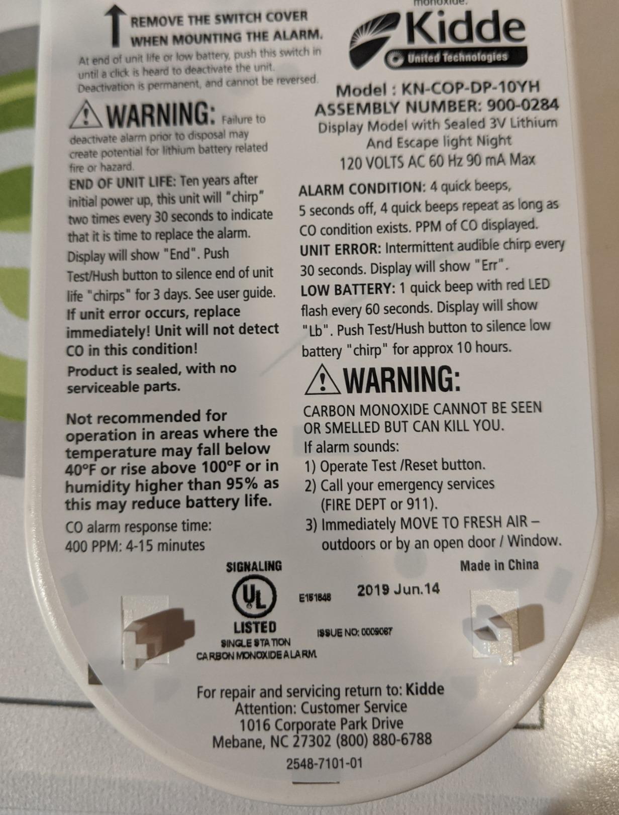 Kidde Carbon Monoxide Detector, Plug In Wall with 10-Year Battery Backup, Digital LED Display, Test-Hush Button, 3rd Edition customer photo 2