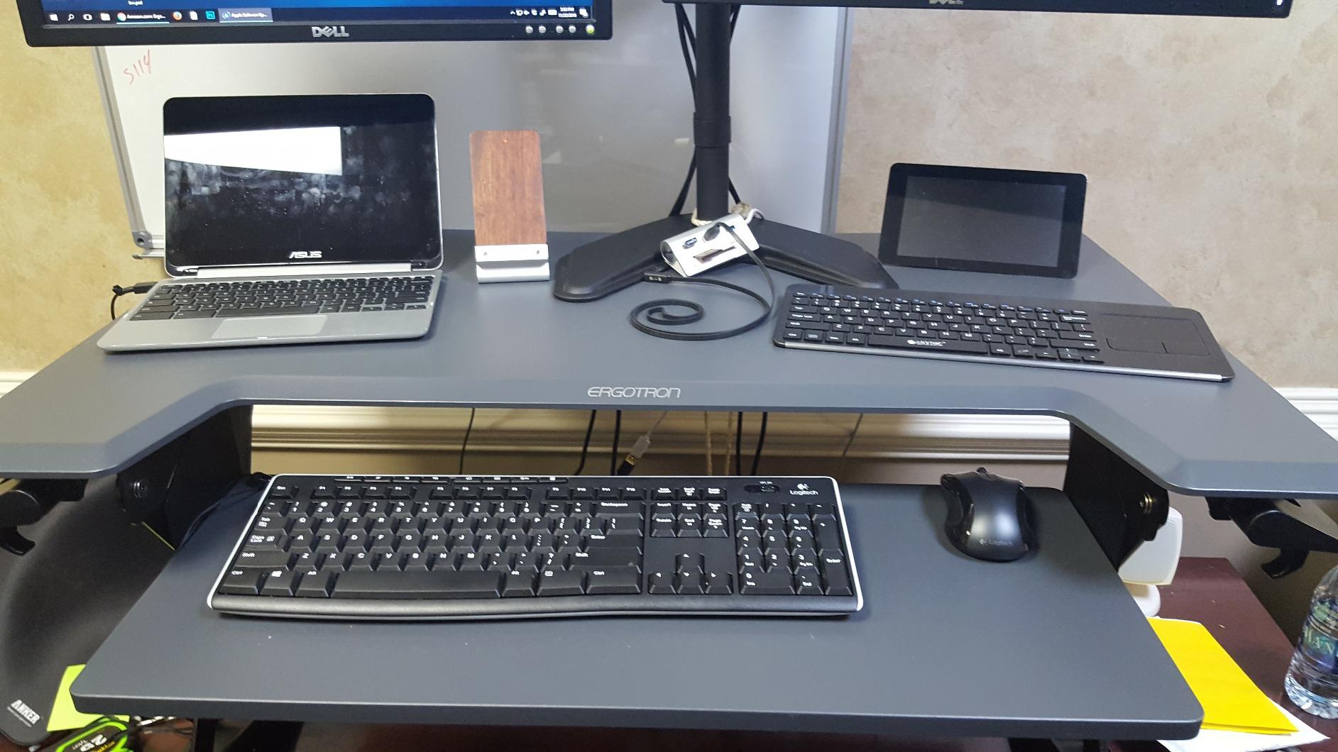 Ergotron – WorkFit-TL Standing Desk Converter, Dual Monitor Sit Stand Desk Riser for Tabletops – 37.5 Inch Width, Black customer photo 1