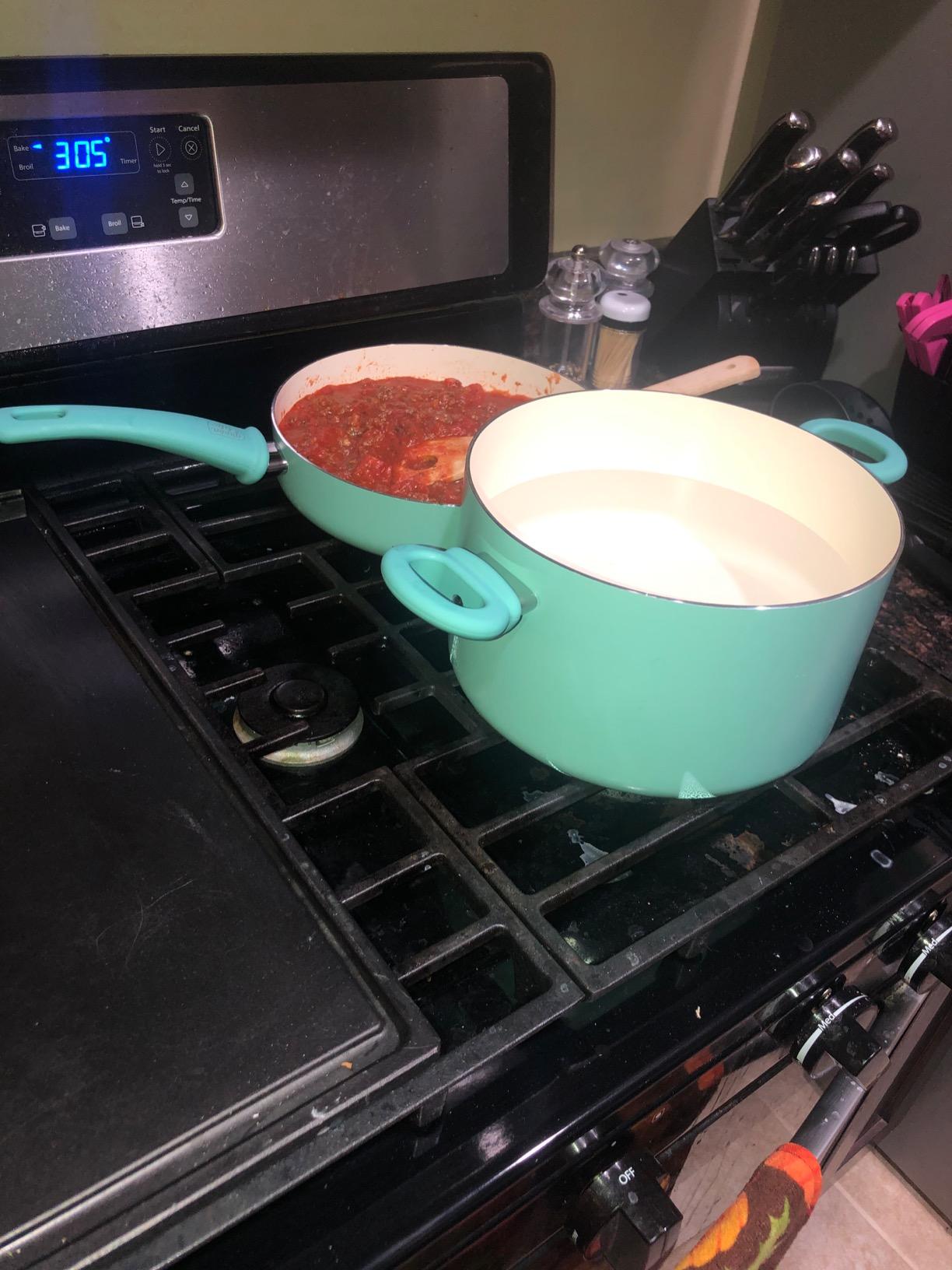 GreenLife 16 Piece Ceramic Nonstick Pots & Pans Cookware Set, Turquoise customer photo 1