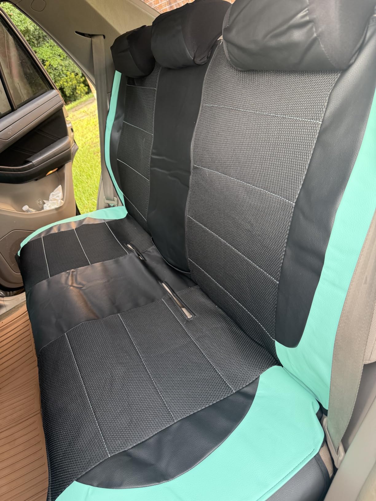 CAR PASS Universal Leather car seat Covers Sport fits Most Cars, SUVs, Trucks, and Vans (Full Set, Black Red) customer photo 2