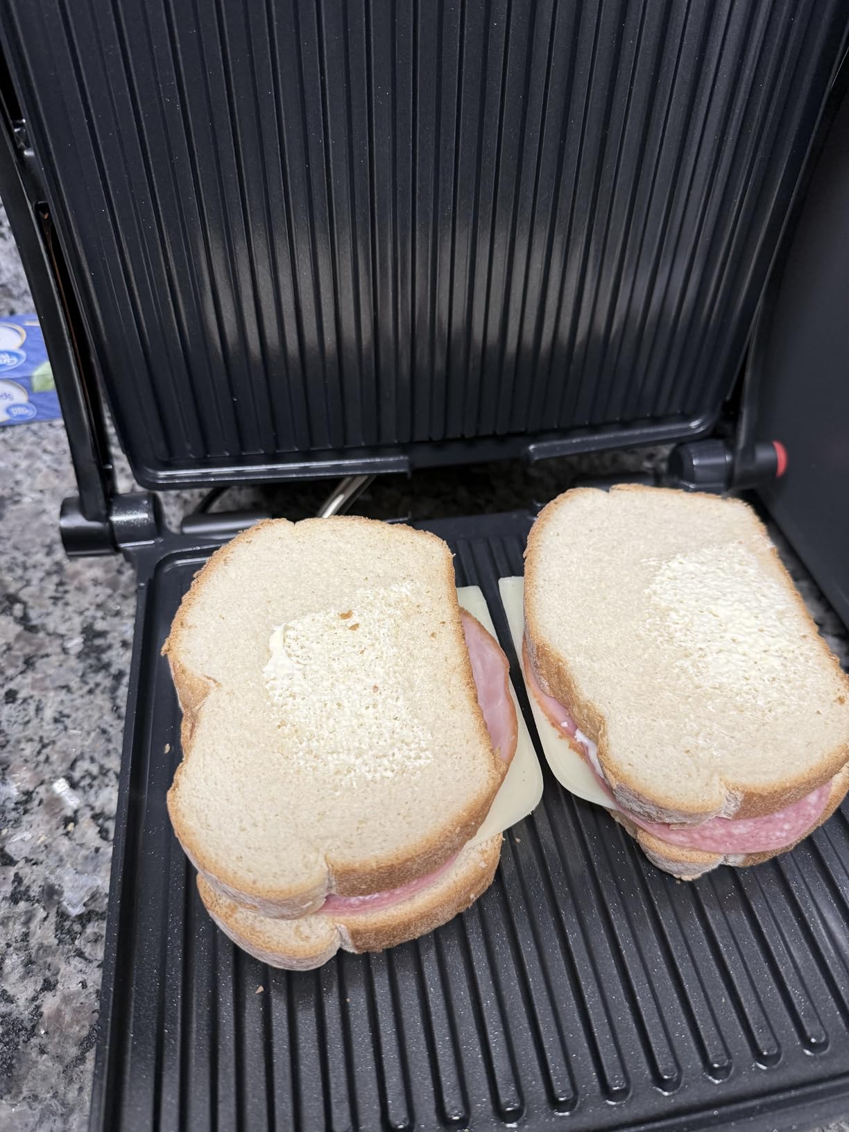 Chefman Panini Press Grill and Gourmet Sandwich Maker Non-Stick Coated Plates, Opens 180 Degrees to Fit Any Type or Size of Food, Stainless Steel Surface and Removable Drip Tray, 4 Slice, Black customer photo 1