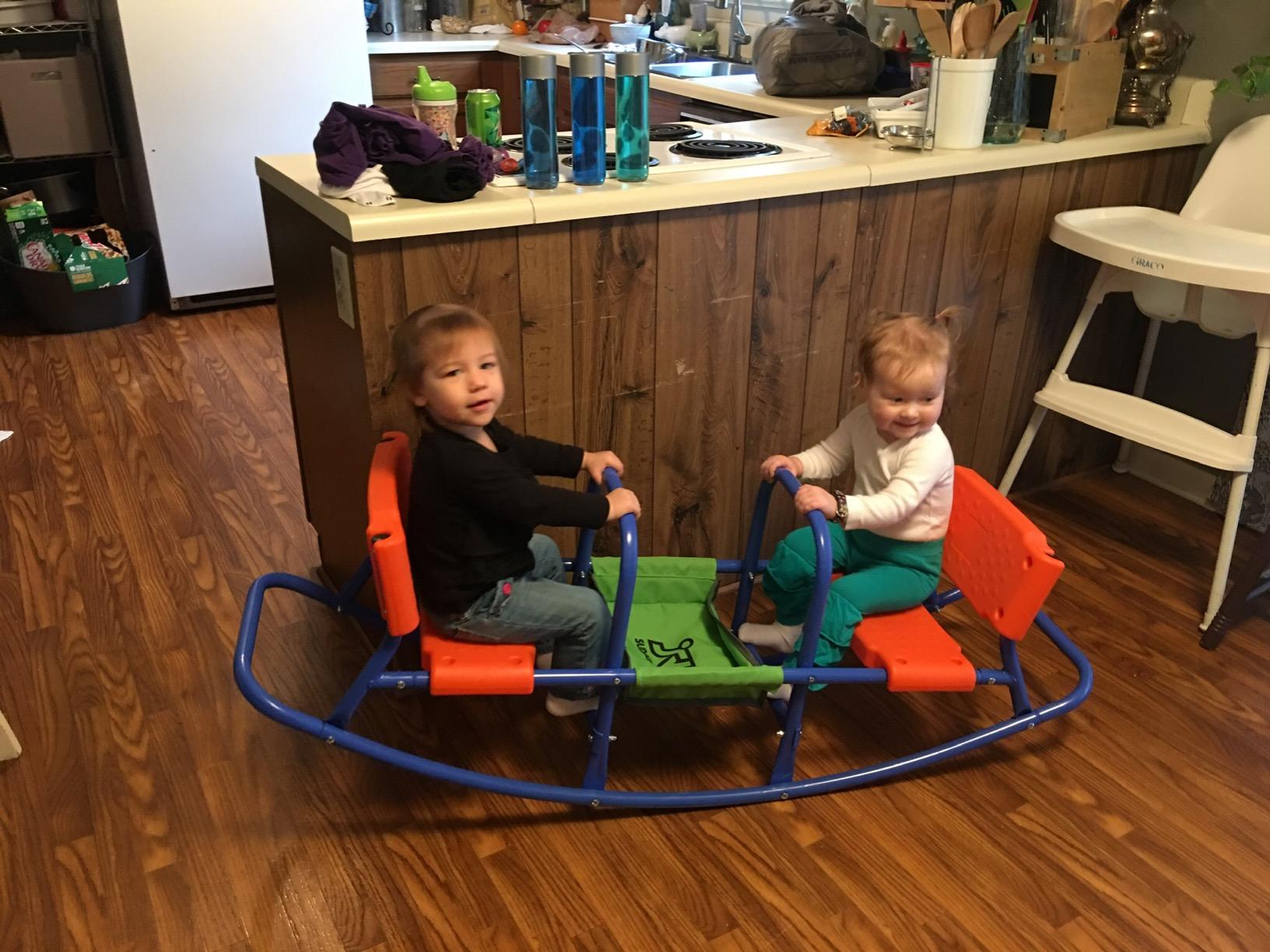 PLATPORTS Double Rocking Seesaw – 2-Seater Teeter Totter for Kids Ages 3-5 – Outdoor Ride-On Playground Toy for Two Children – Durable Steel Rocking Chair Seesaw for Backyard Fun customer photo 1