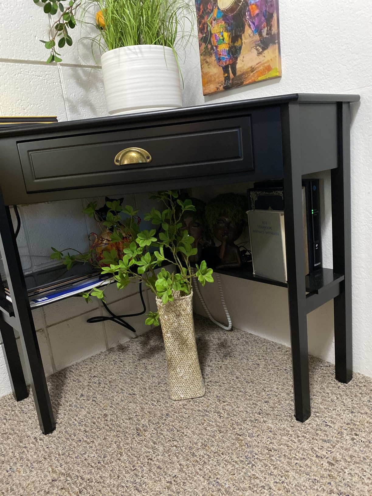 Furinno JAYA Simple Design Corner TV Stand, Columbia Walnut/Black customer photo 1