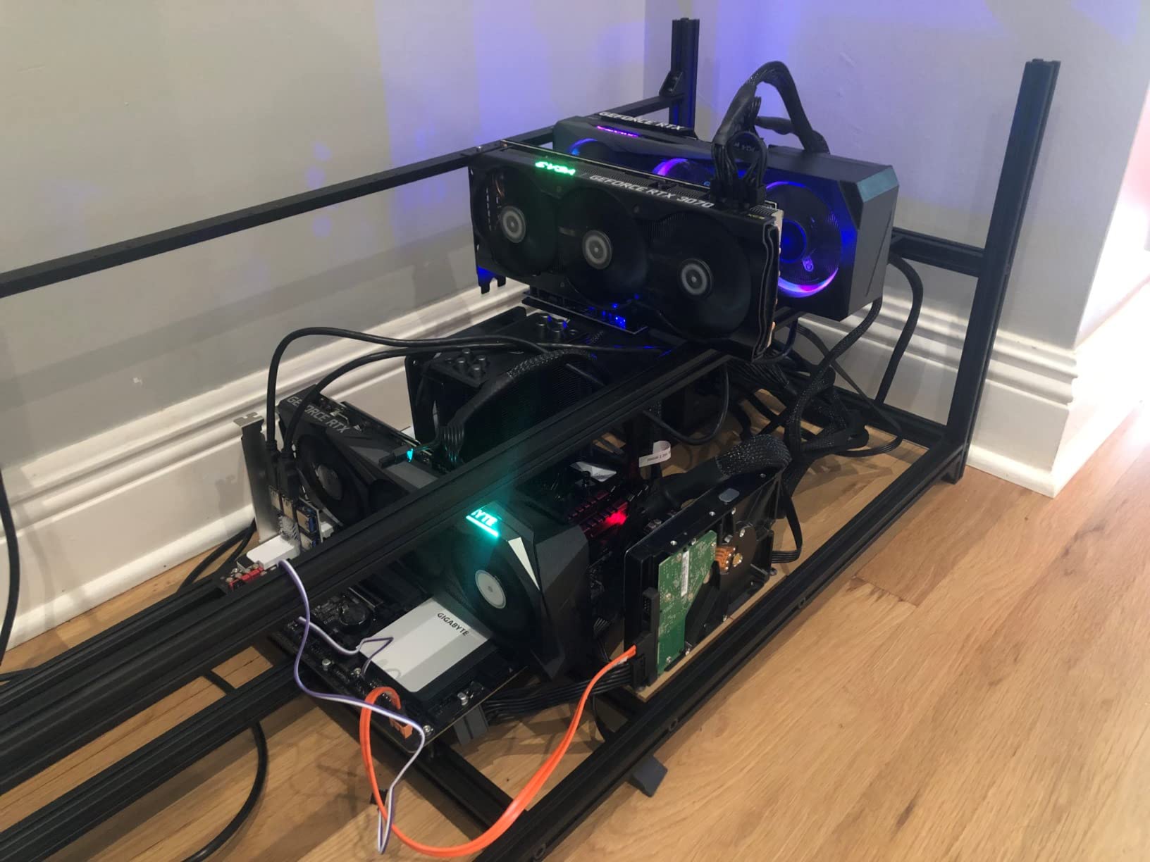 Kingwin 8 GPU Miner Rig Case Frame – Premium Stackable Aluminum Mining Rig Enclosure for Efficient Crypto Mining, Test Bench PC Case. customer photo 2