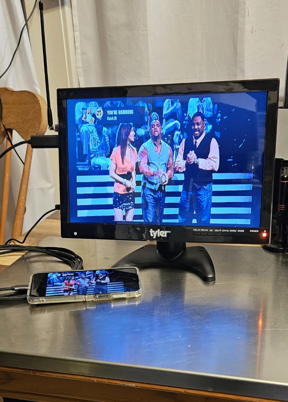 Tyler 14” Portable TV LCD Monitor 1080P Rechargeable Lithium Battery Operated, 2 Antenna, HDMI, USB, RCA, FM Radio, Digital Tuner, AV Inputs, AC/DC, TV Stand and Remote Control for Car Travel customer photo 1