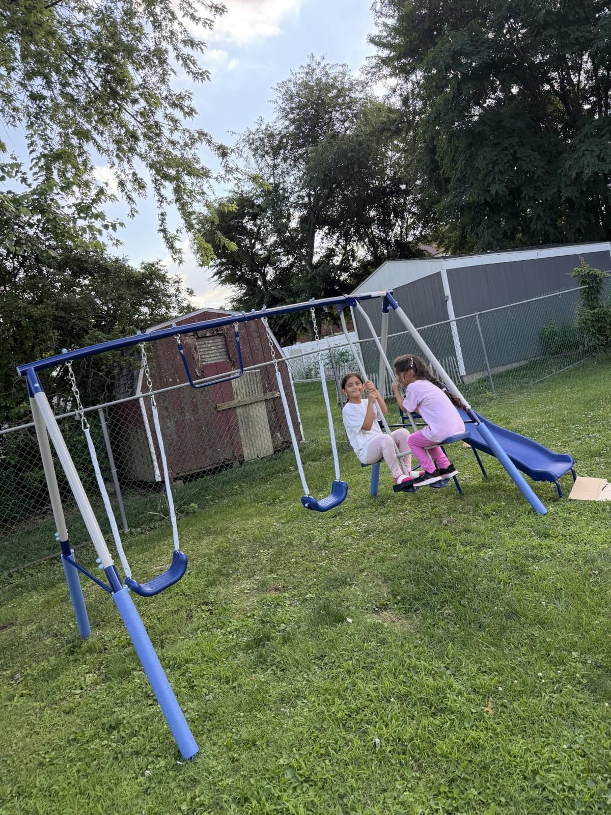 Sportspower Arcadia Metal Swing Set for Kids – Trapeze, 2-Person Glider, 5ft Slide, Anchor Kit, 6.1ft Durable Steel Frame – Outdoor Backyard Playset with 600 lbs Capacity customer photo 1