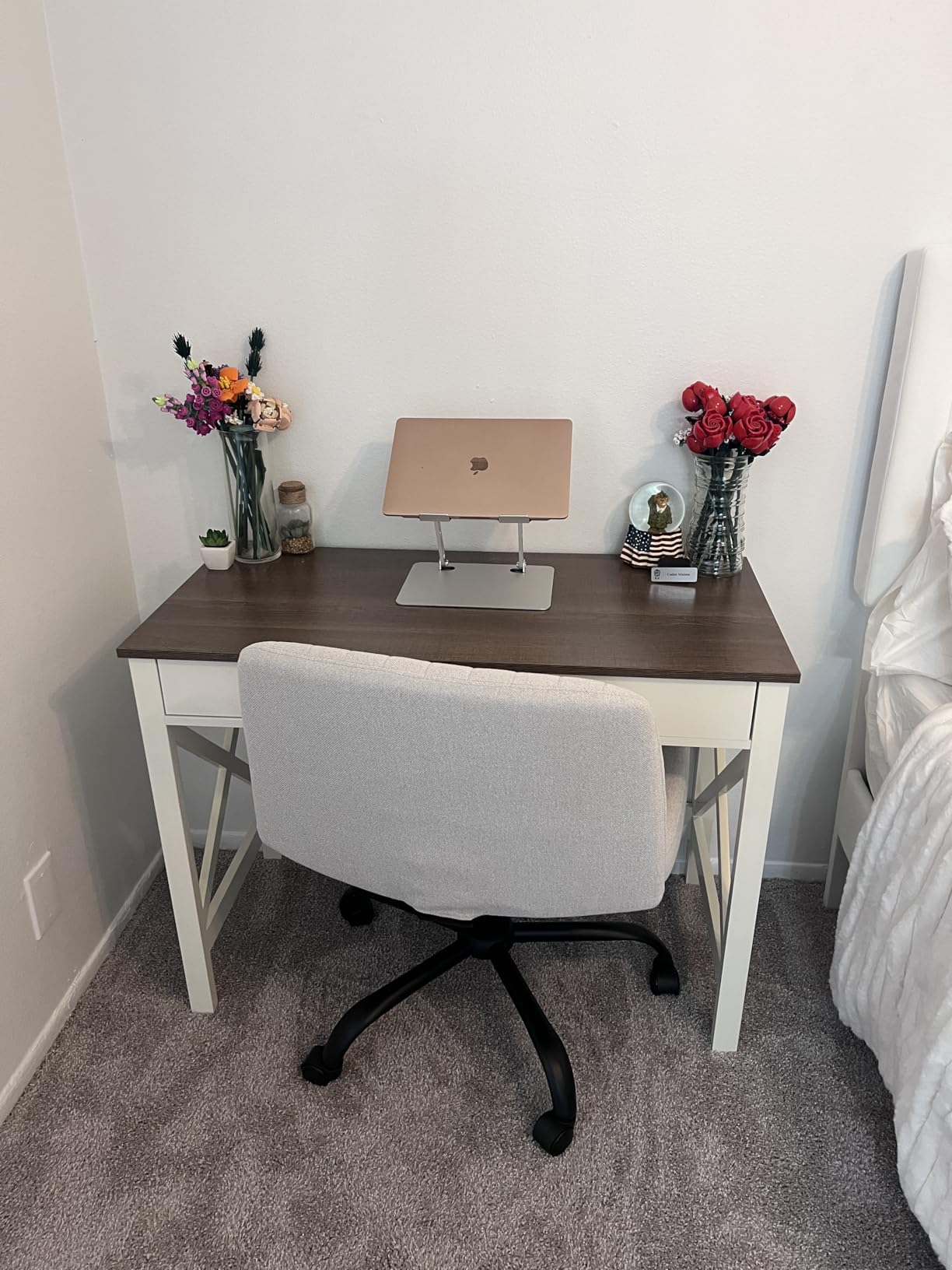 ChooChoo 39.4 Inches Farmhouse Computer Desk with 2 Drawers customer photo 2
