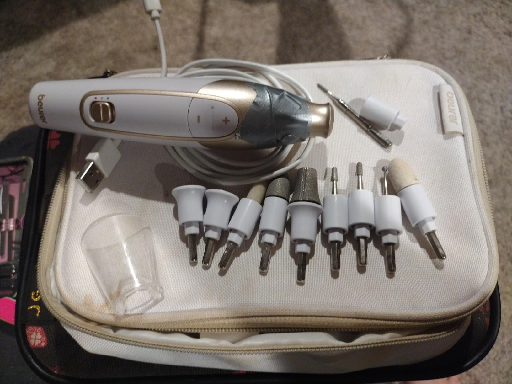 Beurer MP64 Nail Drill Kit, Cordless Electric Nail File with 10 Attachments and LED Light, Electric Manicure Set with Adjustable Speed, E-File for Manicure and Pedicure, with Storage Case customer photo 1