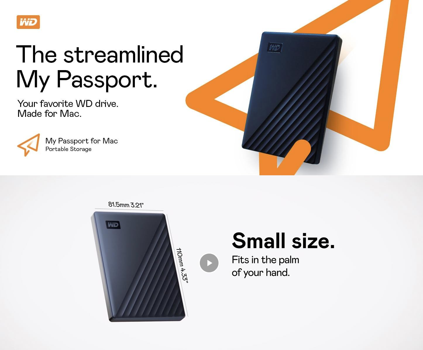 WD 5TB My Passport for Mac, Navy, Portable External Hard Drive with backup software and password protection, USB 3.1/USB 3.0 compatible - WDBA2F0050BBL-WESN customer photo 2