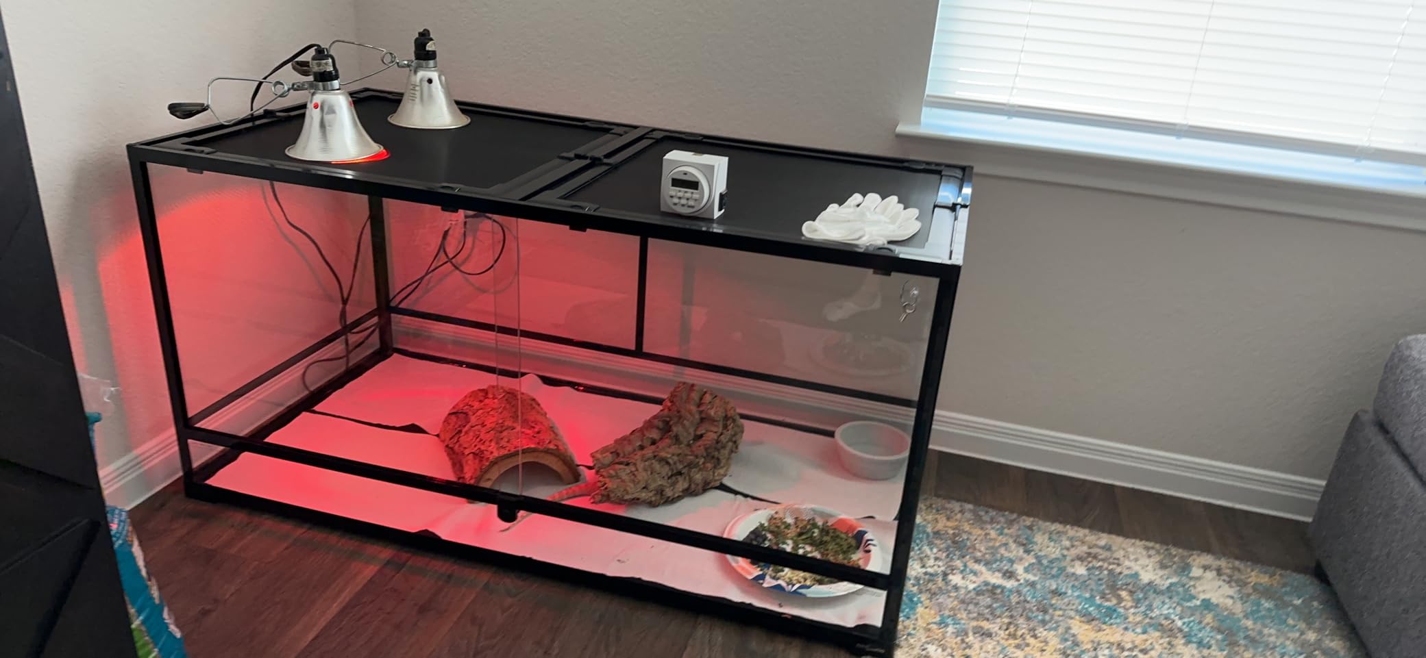 REPTIZOO Large Reptile Terrarium 120 Gallon, Tall & Wide Tempered Glass Reptile Tank 48