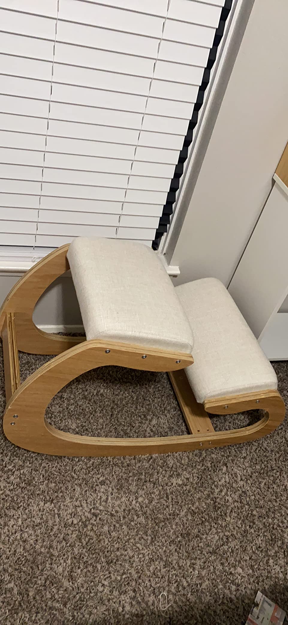 Predawn Ergonomic Kneeling Chair, Adjustable Height Rocking Posture Stool with Thick Cushions, Solid Wood Frame, for Home Office & Meditation, Supports Up to 265 lbs, White Oak customer photo 1