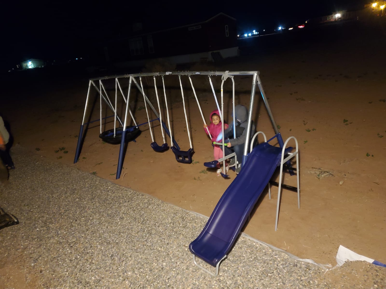 Fun Forever - 8 User Metal Swing Set for Backyard with Slide, 800lbs. Max customer photo 2