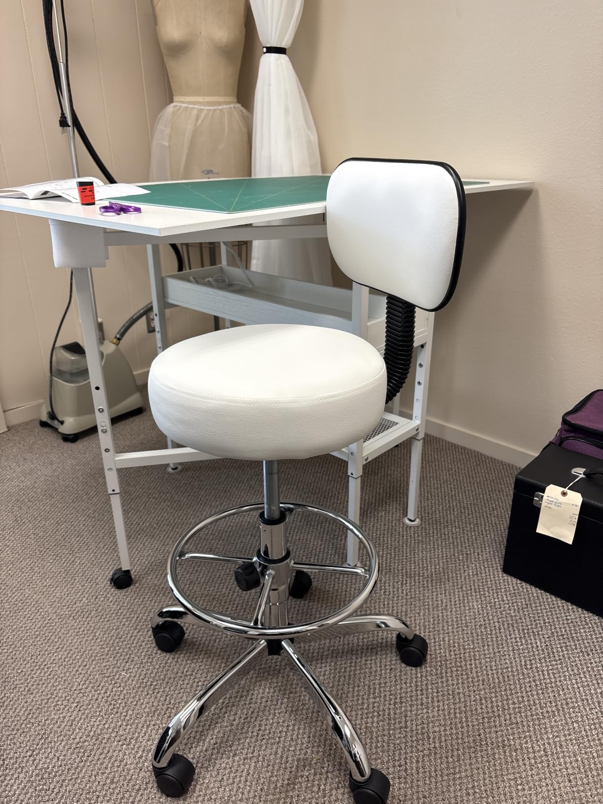 SUPERJARE Drafting Chair with Backrest, Adjustable Foot Rest Rolling Stool customer photo 2