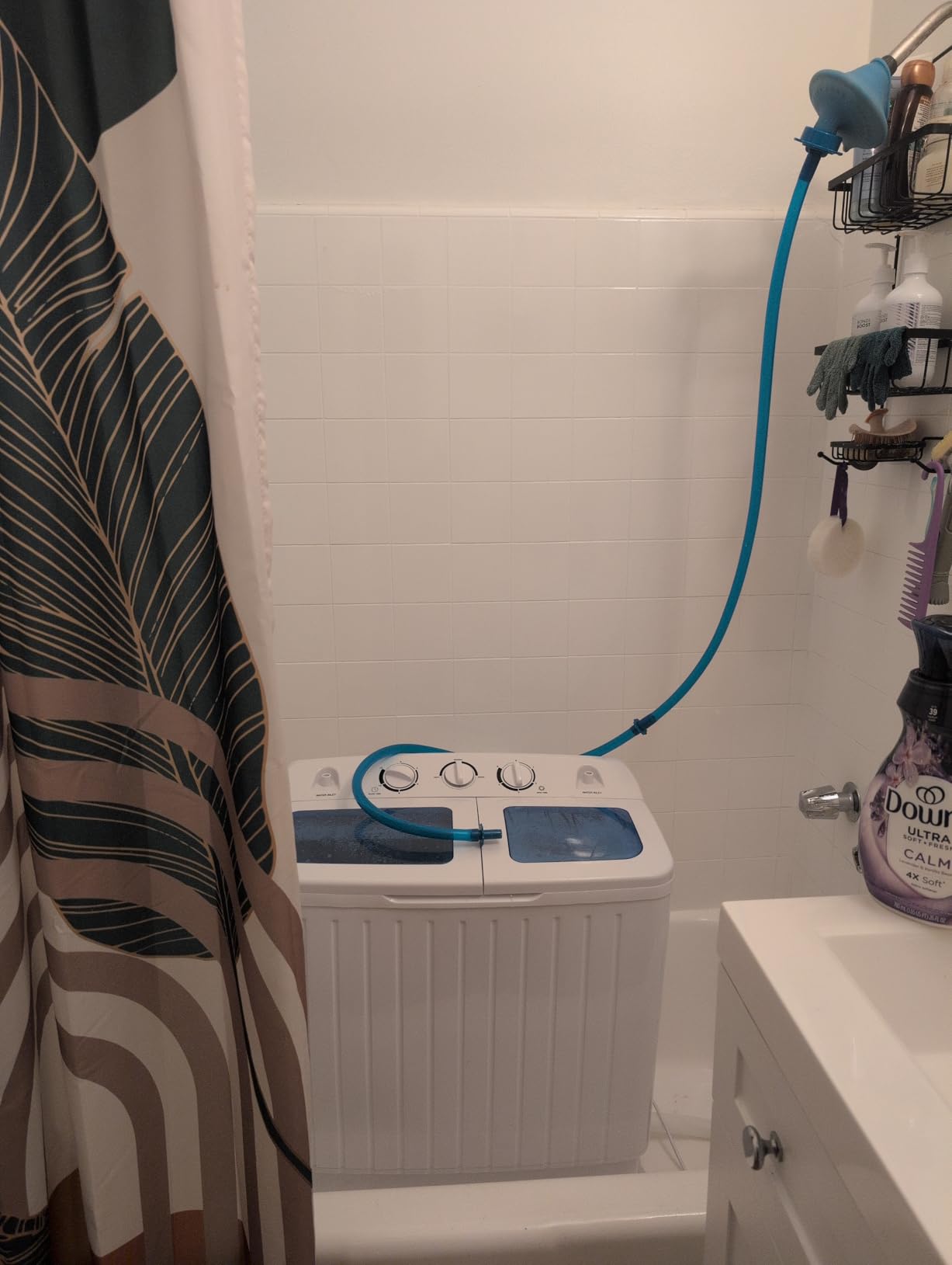 Giantex Portable Washing Machine, 20lbs Capacity, Twin Tub 2lbs Washer & 8lbs Spinner Combo, Compact for Apartment RV Dorms, Blue & White, GT24267-PE customer photo 2