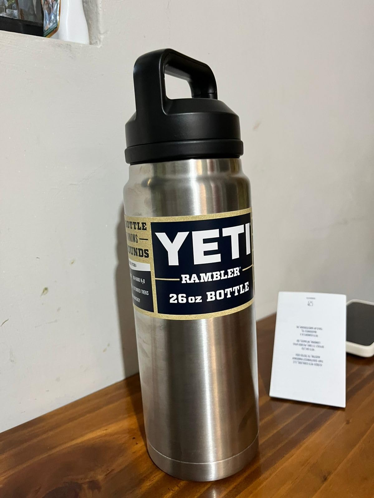 YETI Rambler 26 oz Bottle, Vacuum Insulated, Stainless Steel with Chug Cap, Black customer photo 1