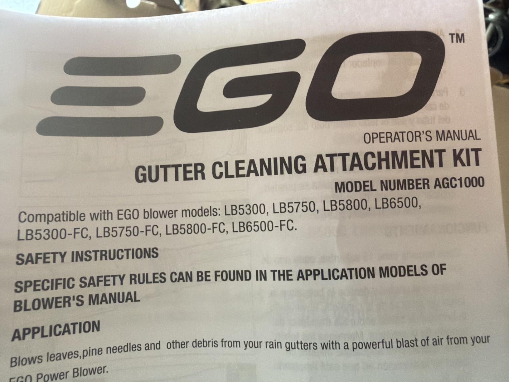 EGO POWER+ Gutter Cleaning Attachment for Electric Leaf Blowers LB5300/LB5750/LB5800/LB6150/LB6500/LB6700/LB7650/LB8800 - AGC1000 customer photo 1