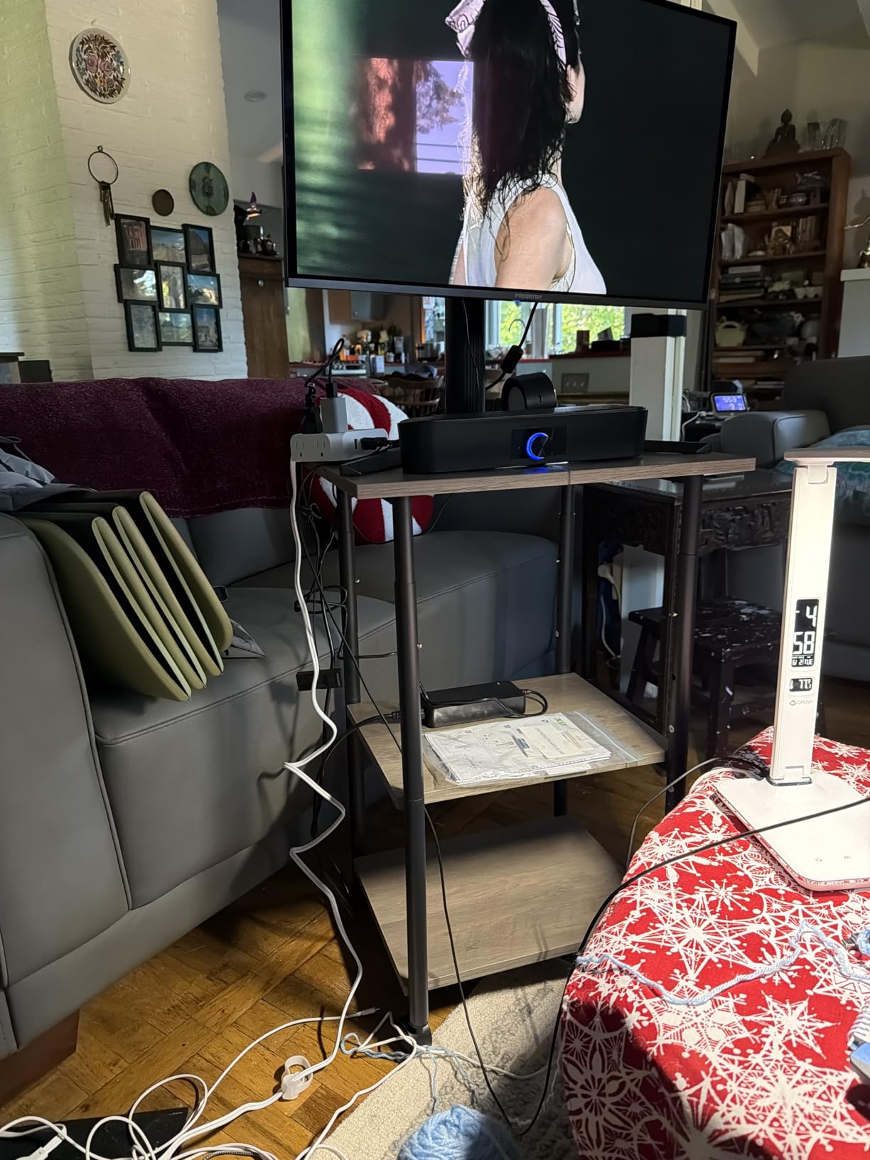 HOOBRO Printer Stand, 2-Tier Industrial Under Desk Printer Cart with Shelf, Mobile Heavy Duty Storage Rack on Wheels for Home, Office, Rustic Brown and Black BF02PS01G1 customer photo 2