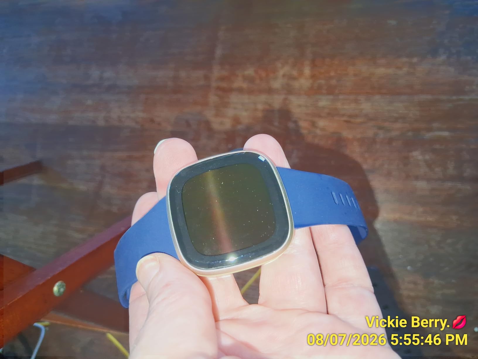Fitbit Versa 3 Health & Fitness Smartwatch with GPS, 24/7 Heart Rate, Alexa Built-in, 6+ Days Battery, Midnight Blue/Gold, One Size (S & L Bands Included) customer photo 1