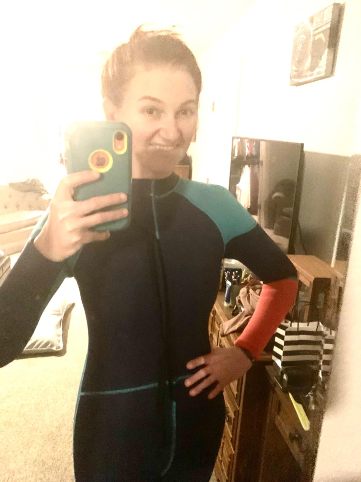 OMGear Wetsuit Men Women 3mm Neoprene Full Body UV Protection One Piece Long Sleeves Scuba Diving Suits Back Zipper Swimsuit for Scuba Diving Surf Snorkeling Swimming customer photo 1