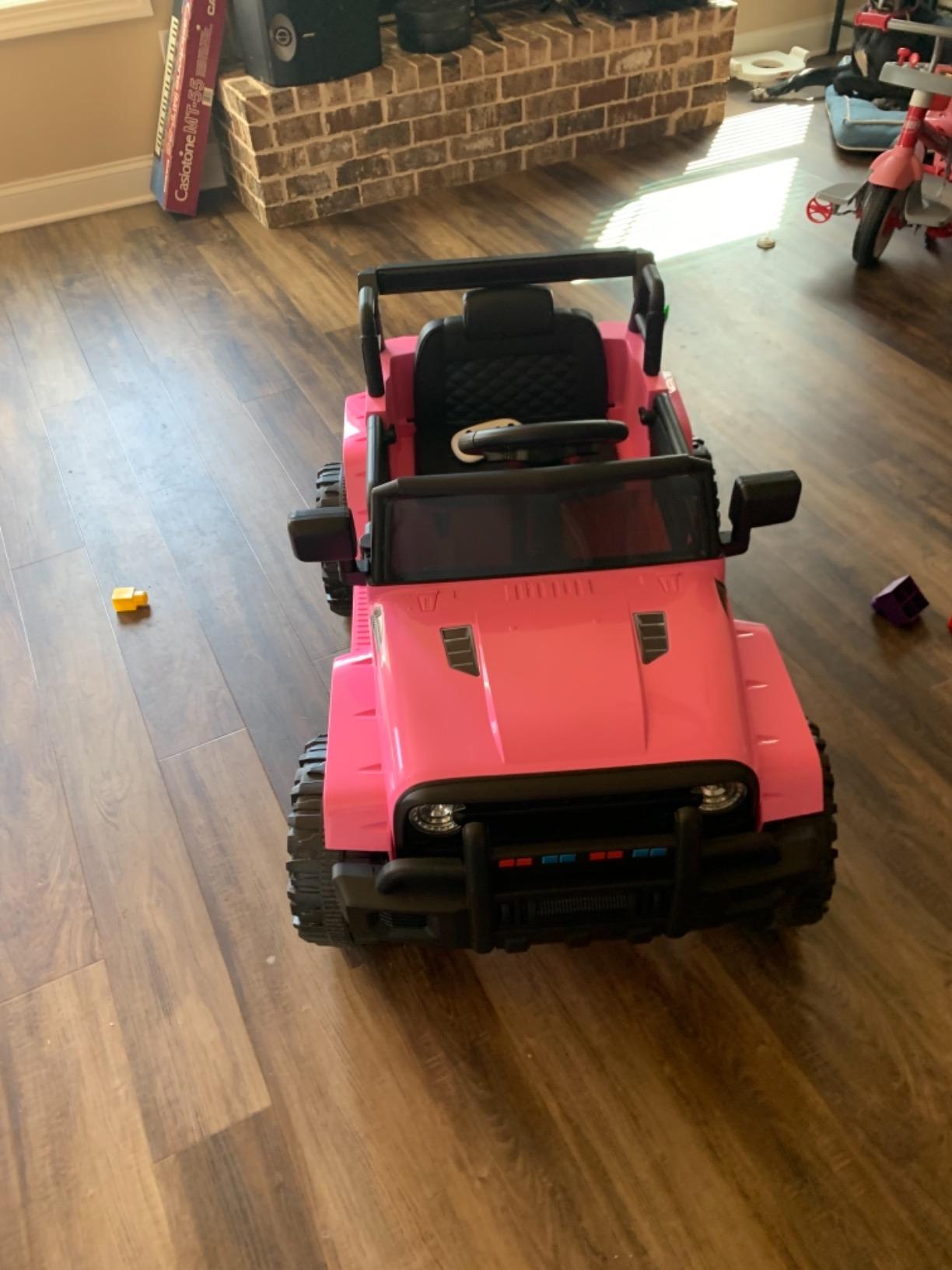 JOYMOR Ride on Truck with Remote Control, 4 Wheels 12V Battery Powered Kids Car, with LED Headlight/Horn Button/ MP3 Player/USB Port/Forward Backward/Kids Girl Boy (Black) customer photo 1