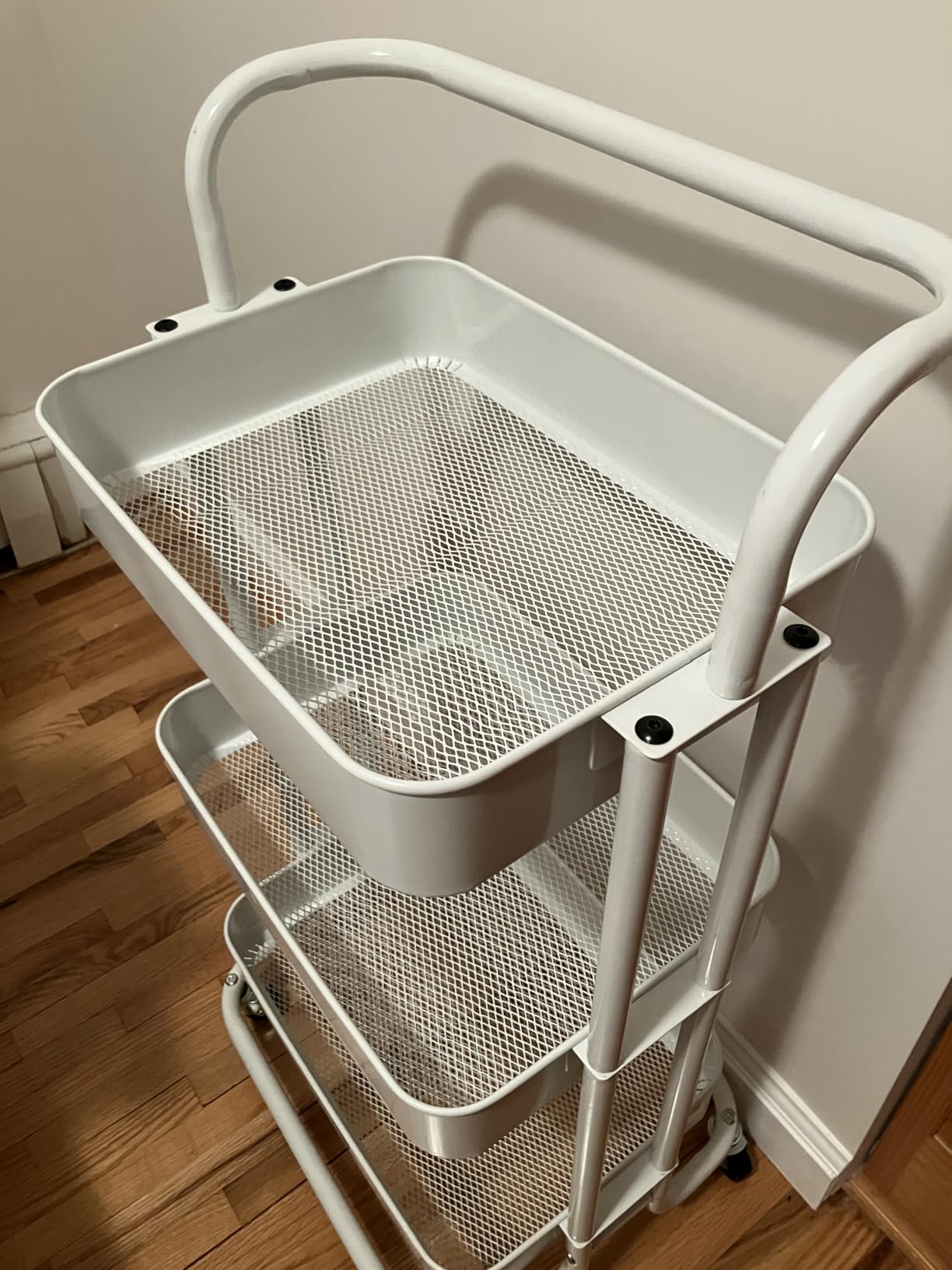 Pipishell 3 Tier Rolling Cart, Utility Cart with Wheels & Handle, White customer photo 2