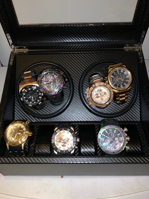 LLS Automatic Watch Winder with 4 Quiet Running Motor Watch Winding Display+ 6 Flexible Watch Pillows Luxury Fiber Leather Storage Case for Man/Woman's Watches customer photo 1