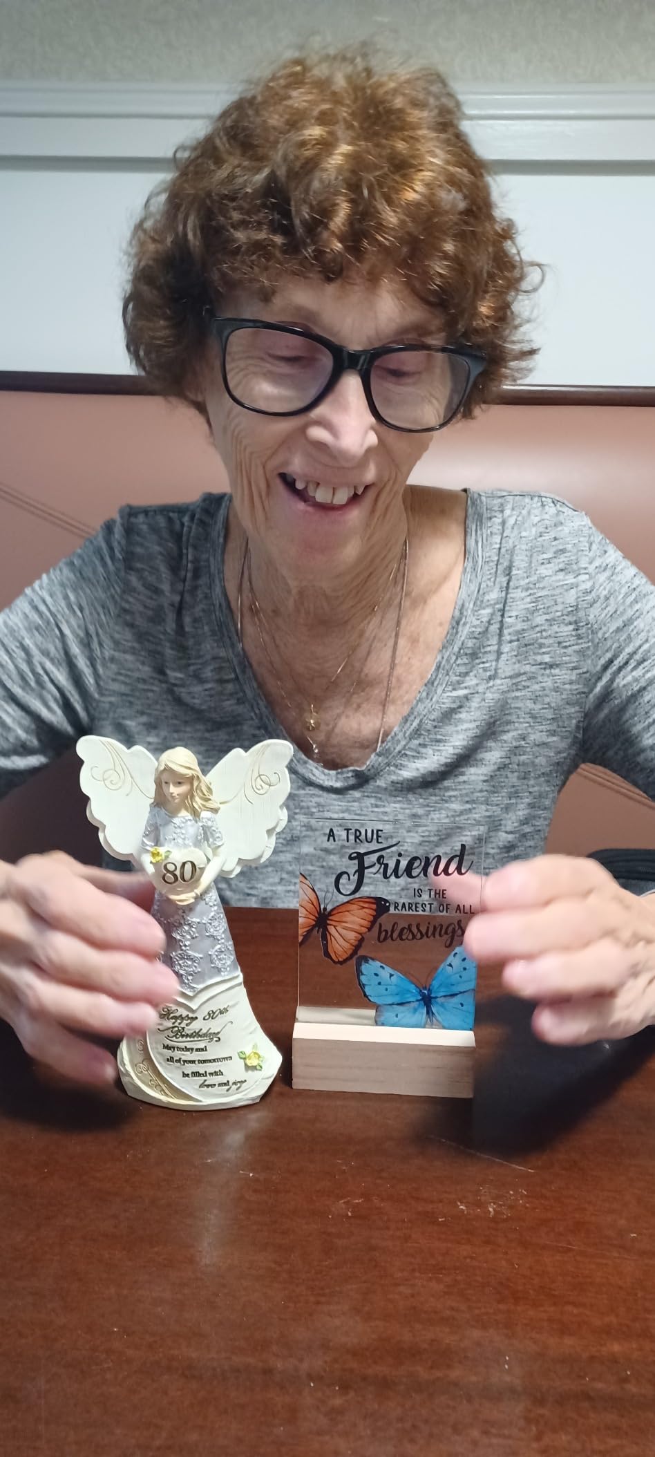 Pavilion 'Happy 80th Birthday' 82475 Elements Angels - Polyresin Birthday Angel Figurine - Silver Hand-Painted Remembrance and Keepsake Gift Angel for Grandmothers, Mothers, Aunts, Friends, Women customer photo 2
