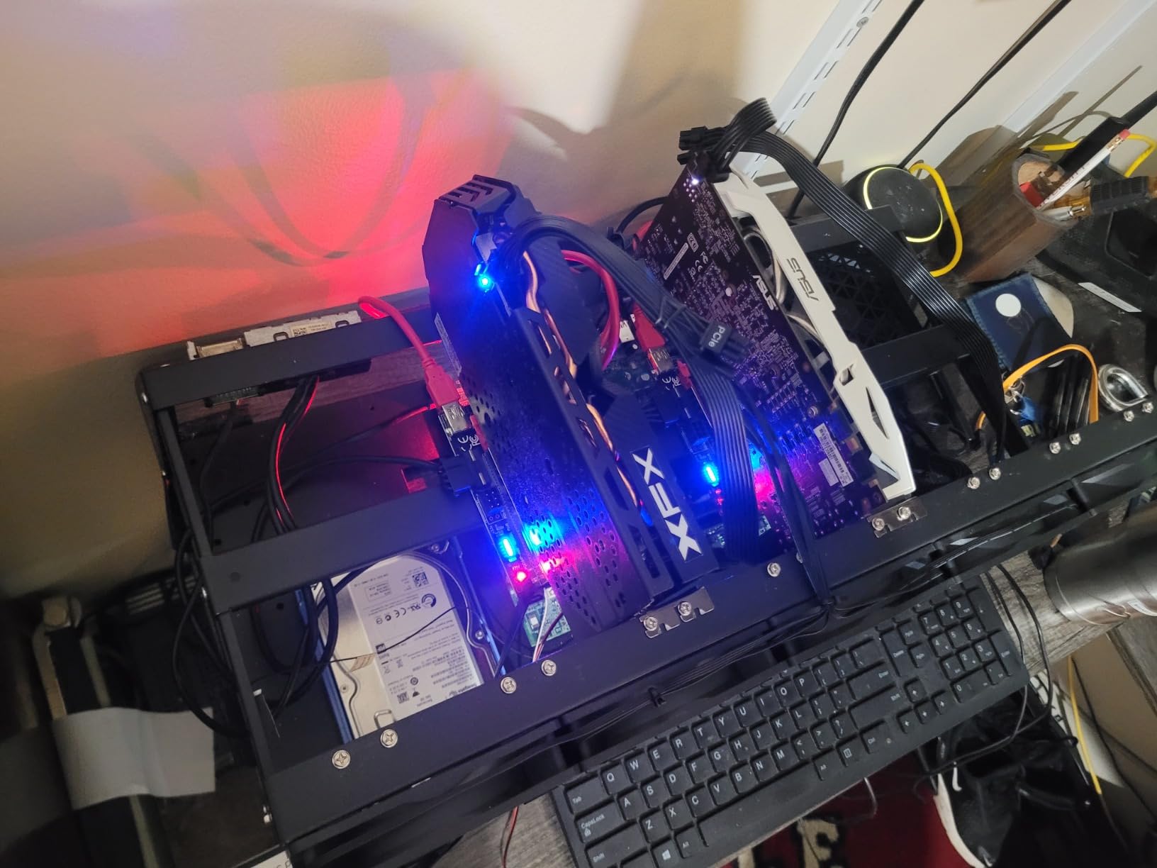 Mining Rig Frame, Steel Open Air Miner Mining Frame Rig Case Up to 8 GPU for Crypto Coin Currency Bitcoin Mining Accessories Tools -Frame Only, Fans & GPU is not Included customer photo 2