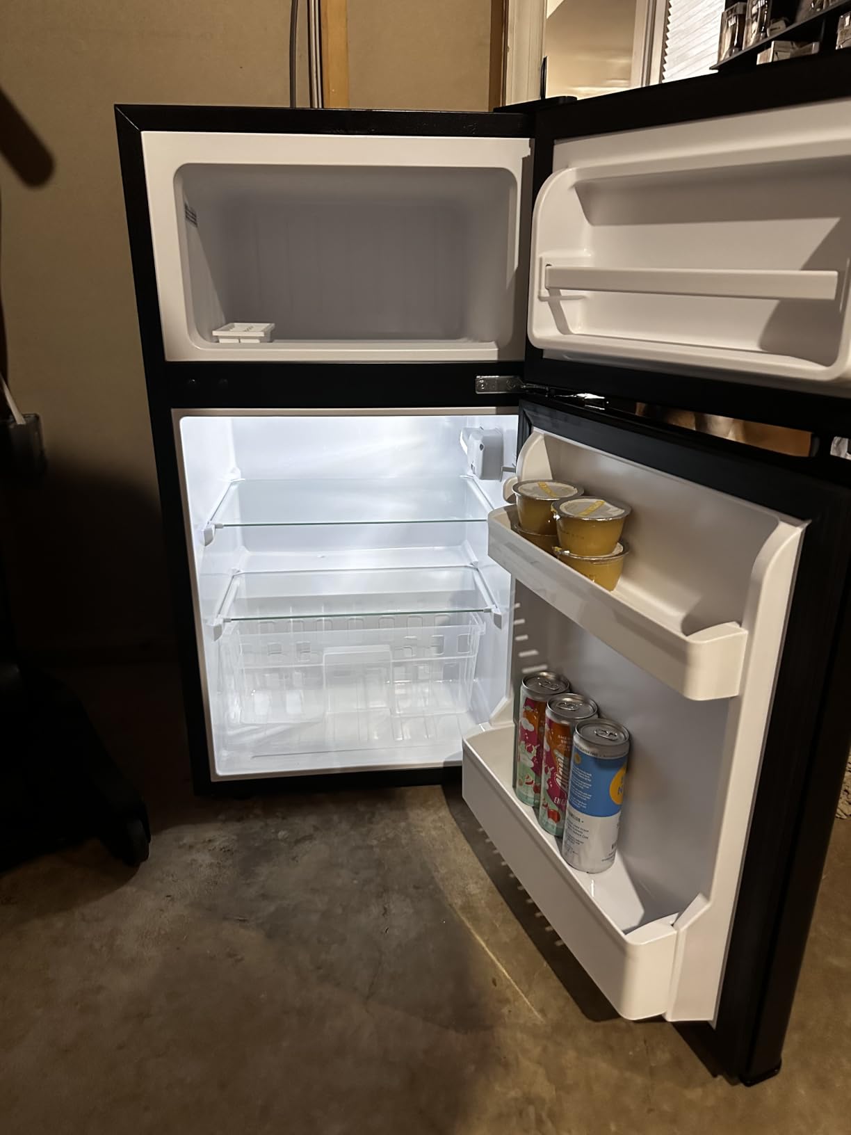 EUHOMY 3.2 Cu.Ft Mini Fridge with Freezer, 2 Door Mini Refrigerator, Black | LED Light, Adjustable Temperature, Adjustable Shelves, Reversible Door, Compressor Cooling, Low Noise, Bedroom Use, Dorm Use customer photo 2