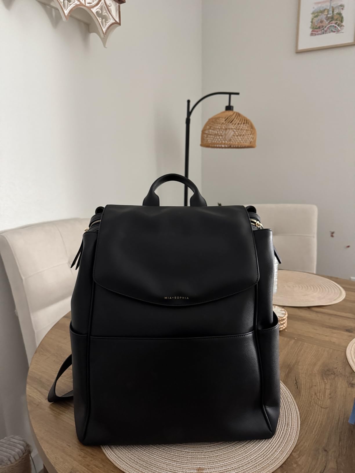 MIA + SOPHIA Leather Diaper Bag Backpack with USB Charging port, Changing Pad and Stroller Straps (Brown Mia) customer photo 1