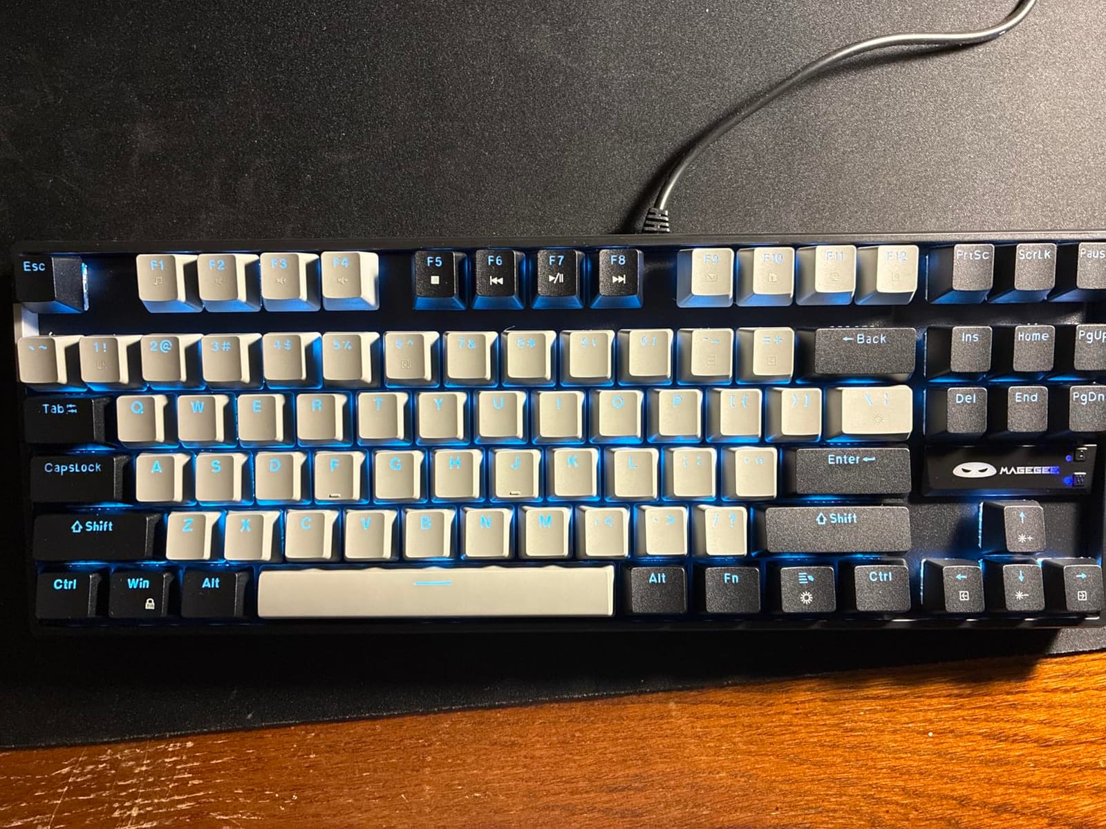 MageGee 75% Mechanical Gaming Keyboard, Red Switch, LED Blue Backlit, 87 Keys Compact TKL Wired Computer Keyboards for Windows Laptop PC Gamer - Black/Grey customer photo 2