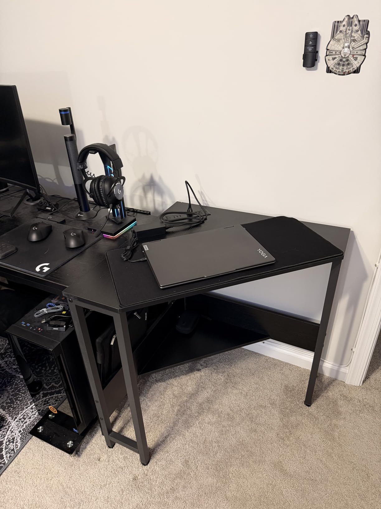 Armocity Corner Small Desk with Outlets Corner Table for Small Space Industrial Computer Desk with USB Ports Triangle Desk with Storage for Home Office, Workstation, Living Room, Bedroom, Rustic customer photo 2
