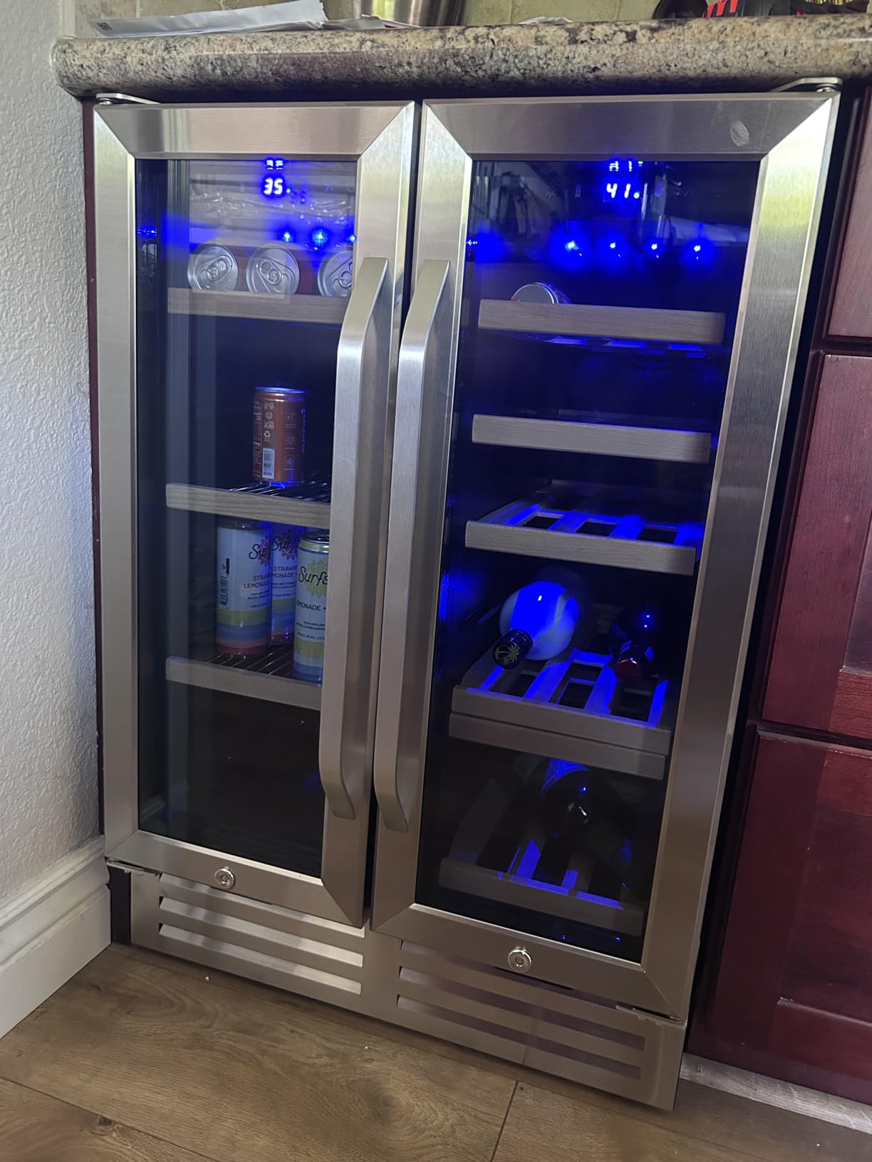 24 Inch Beverage Refrigerator Cooler,210 Cans Wide Beverage and Beer Fridge with Glass Door and Powerful Cooling Compressor, Built-in/Freestanding Drink Fridge for Kitchen, Bar or Office customer photo 1