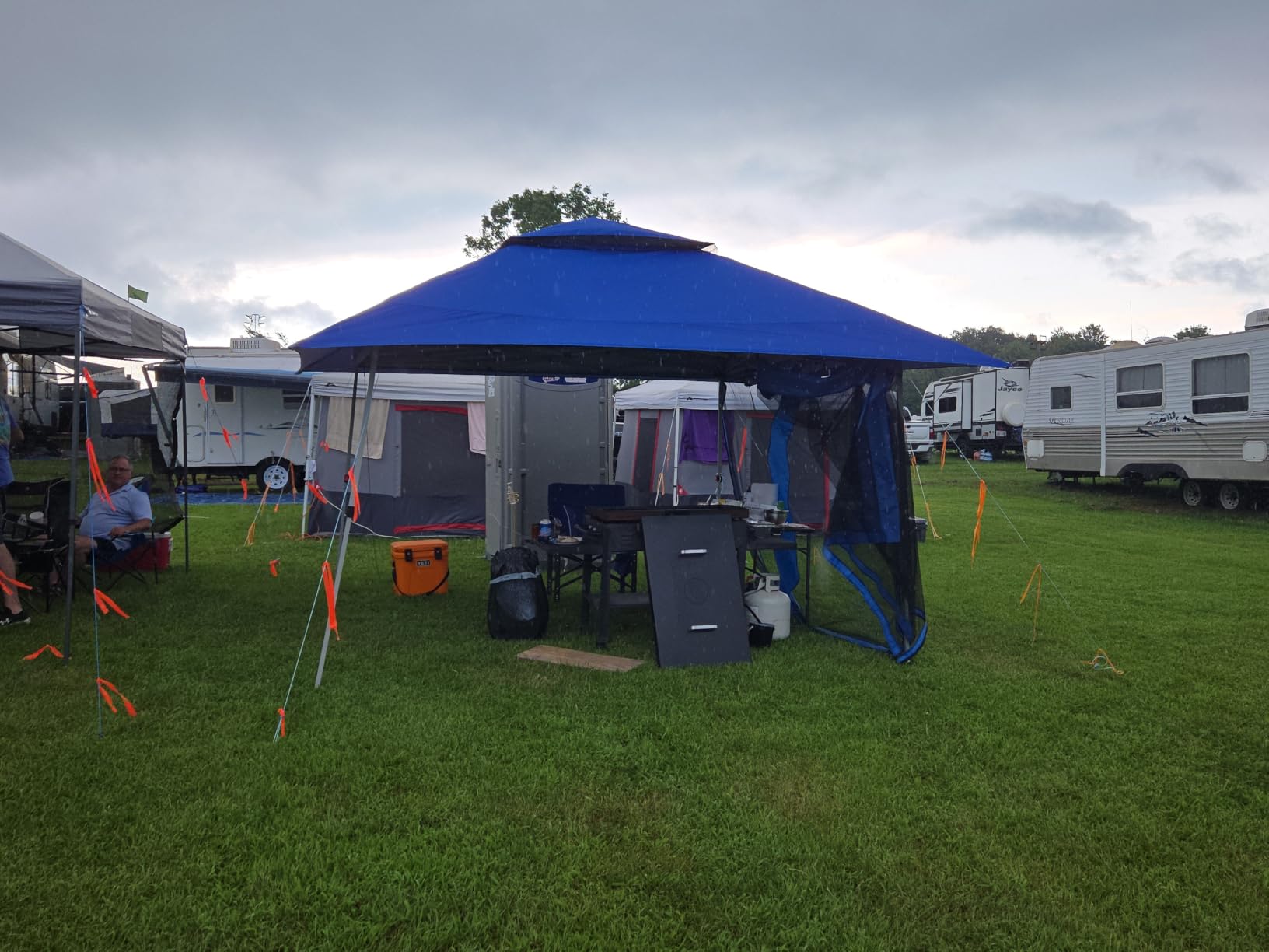 CROWN SHADES Gazebo 10x10 Pop Up Canopy with Mosquito Netting, Beige customer photo 1