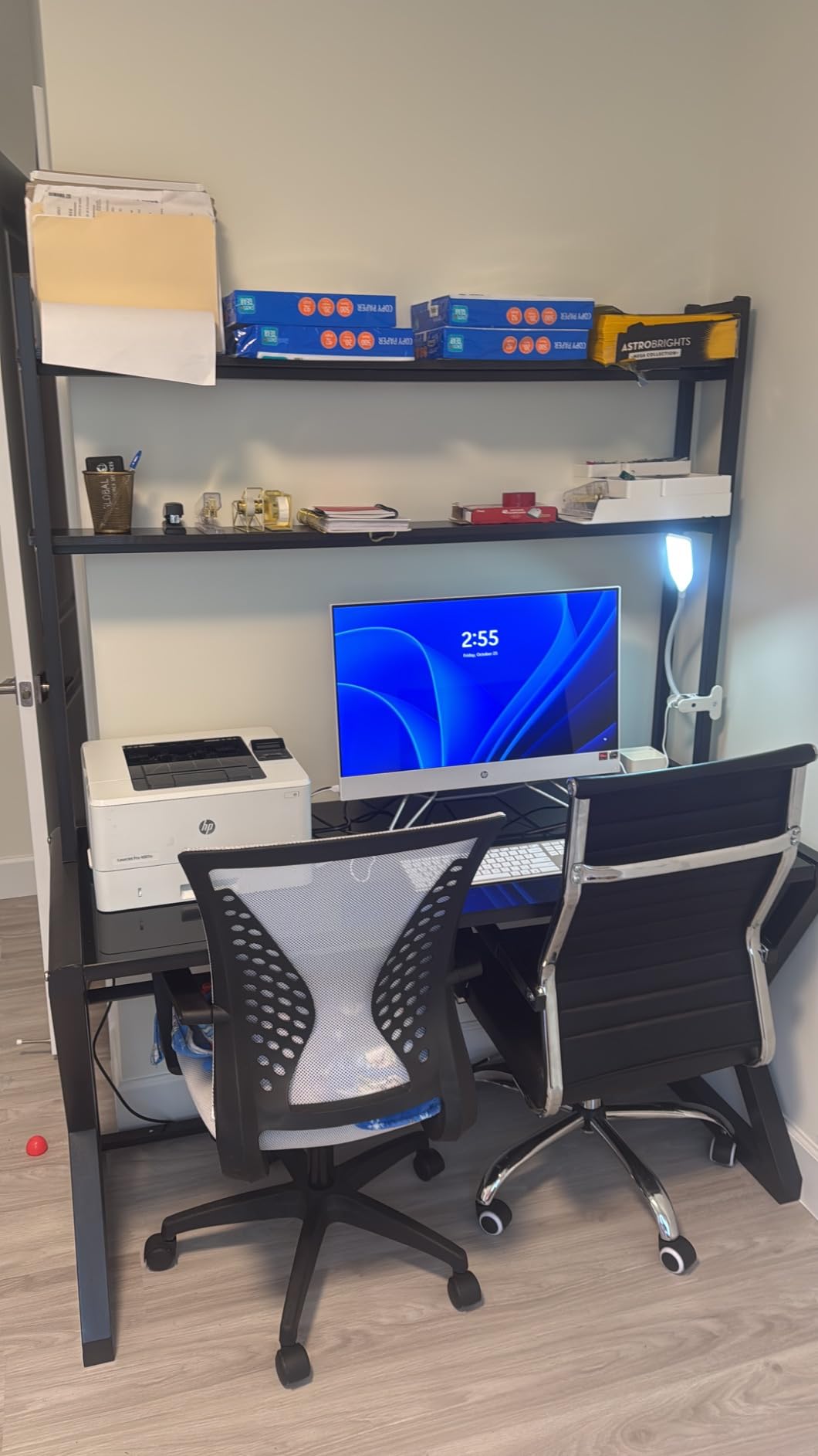 SAMERY Computer Desk Home Office Desks, 55.1 Inch Modern Simple Office Black Glass Desk Computer Table Study Gaming Writing Desk, Fashion Strength Tempered Glass Office Laptop Desk customer photo 1