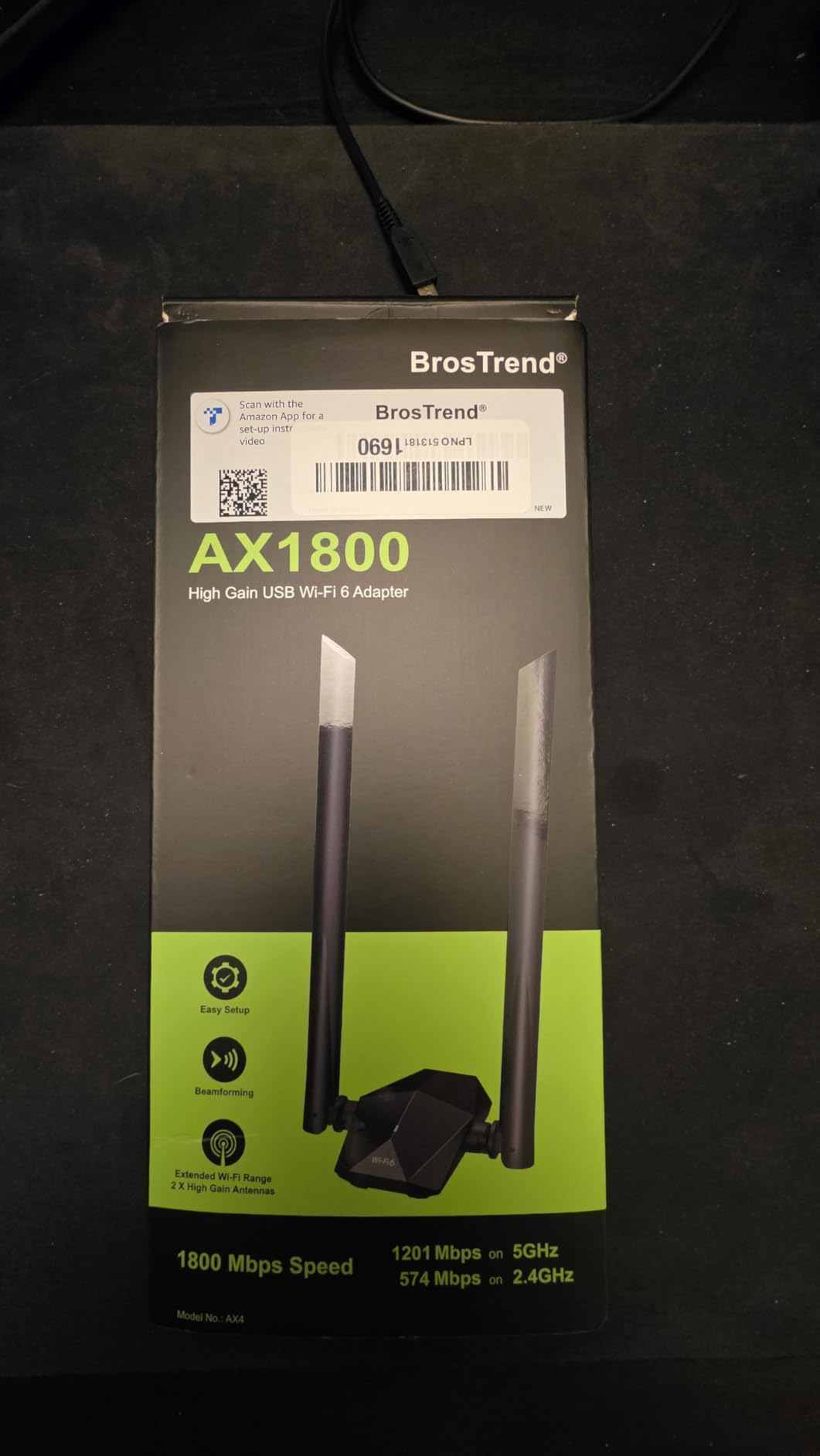 BrosTrend AX1800 USB WiFi 6 Adapter Long Range, High Gain Antennas, USB 3.0 customer photo 2