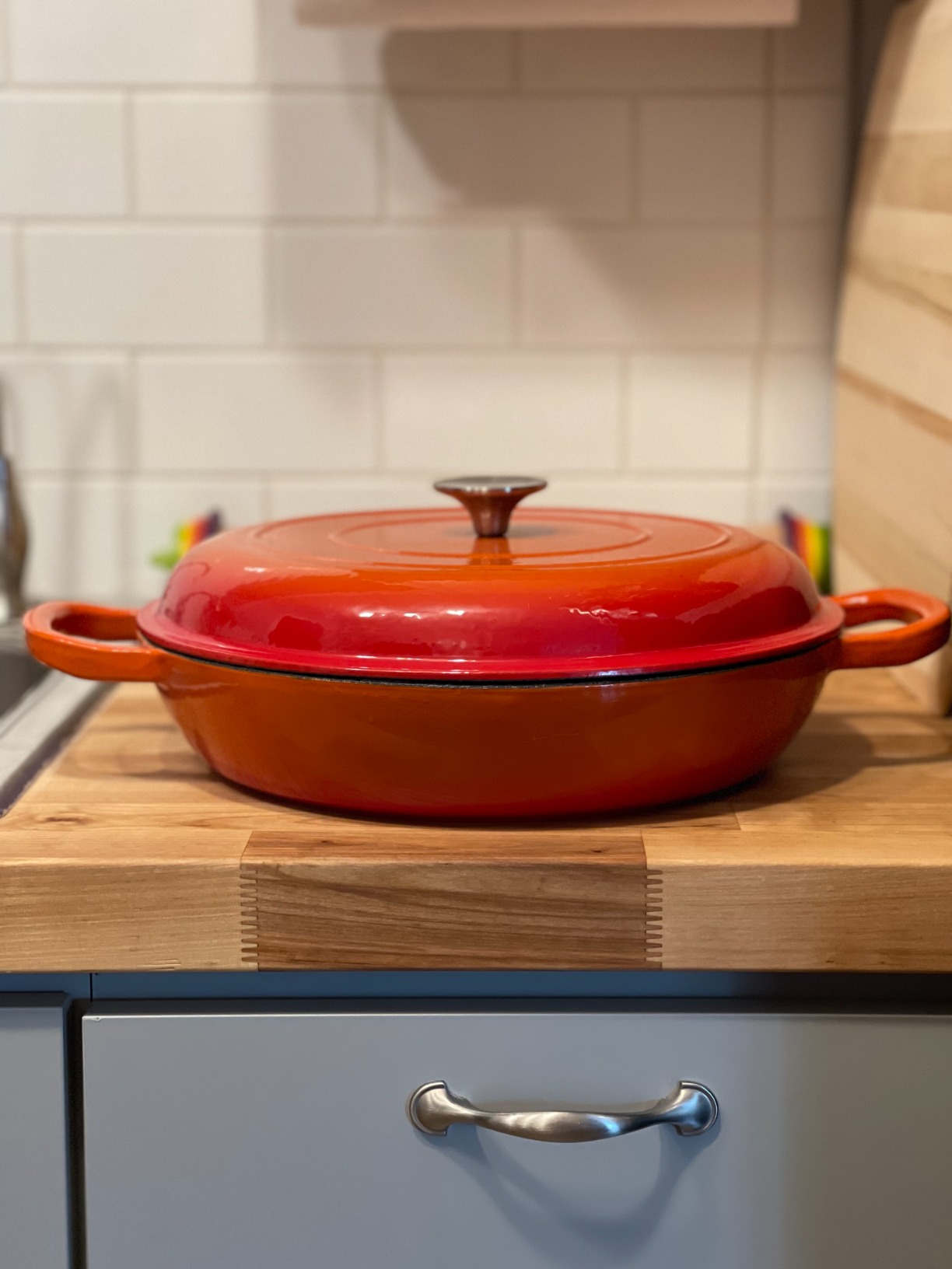 3.8 Quart Enameled Cast Iron Braiser Pan with Lid, Dual Handles Skillet customer photo 2