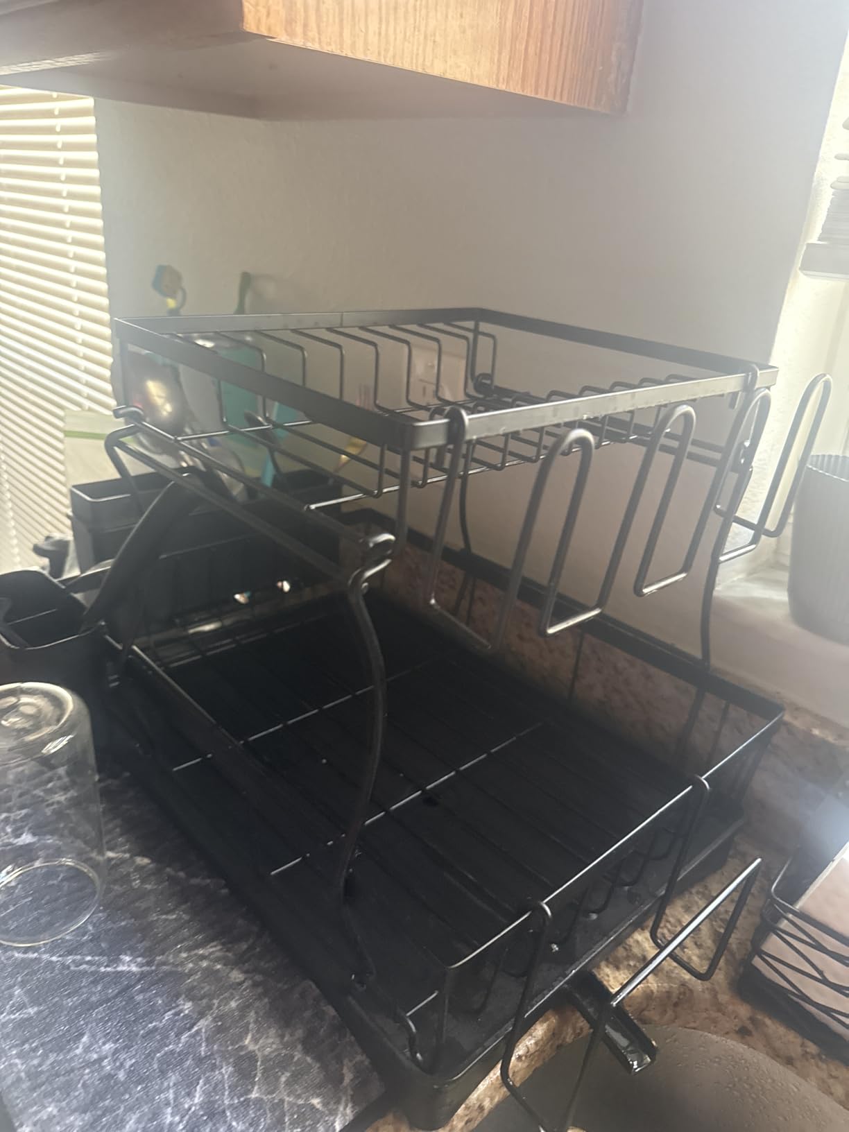7 code 2-Tier Large Dish Drying Rack for Kitchen Counter, Black customer photo 1