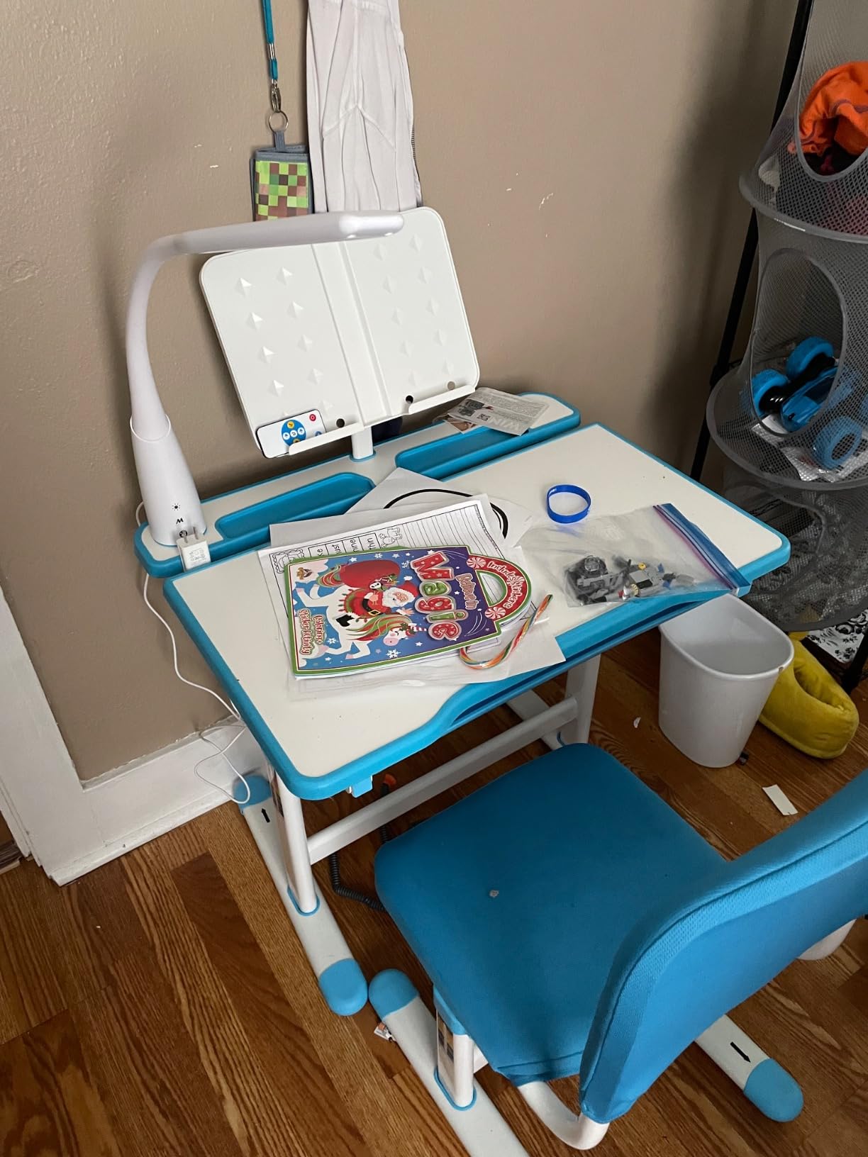 Artist hand Height Adjustable Kids Desk and Chair Set with LED Light,Drawer customer photo 1