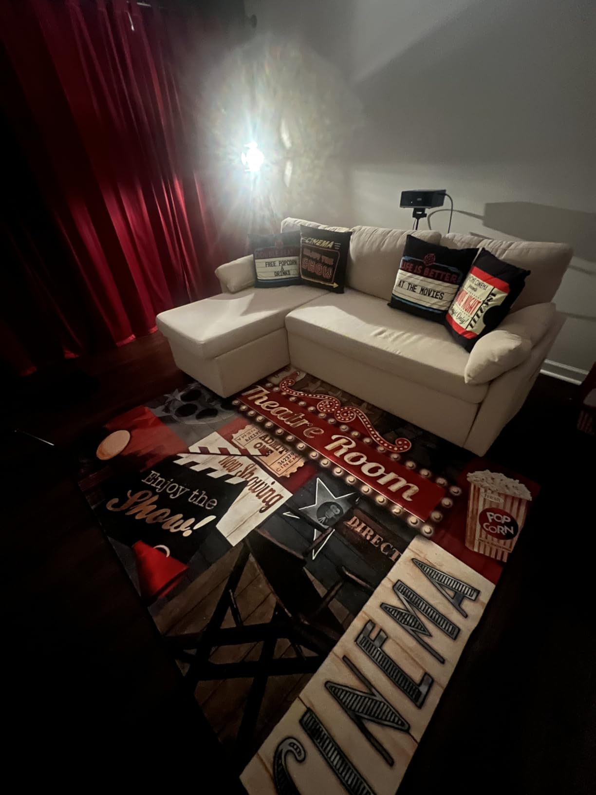 Vintage Home Theater Red Cinema Movie Theater Area Rug Non-Slip Carpet for Living Room Bedroom Bathroom 6'x8' customer photo 1