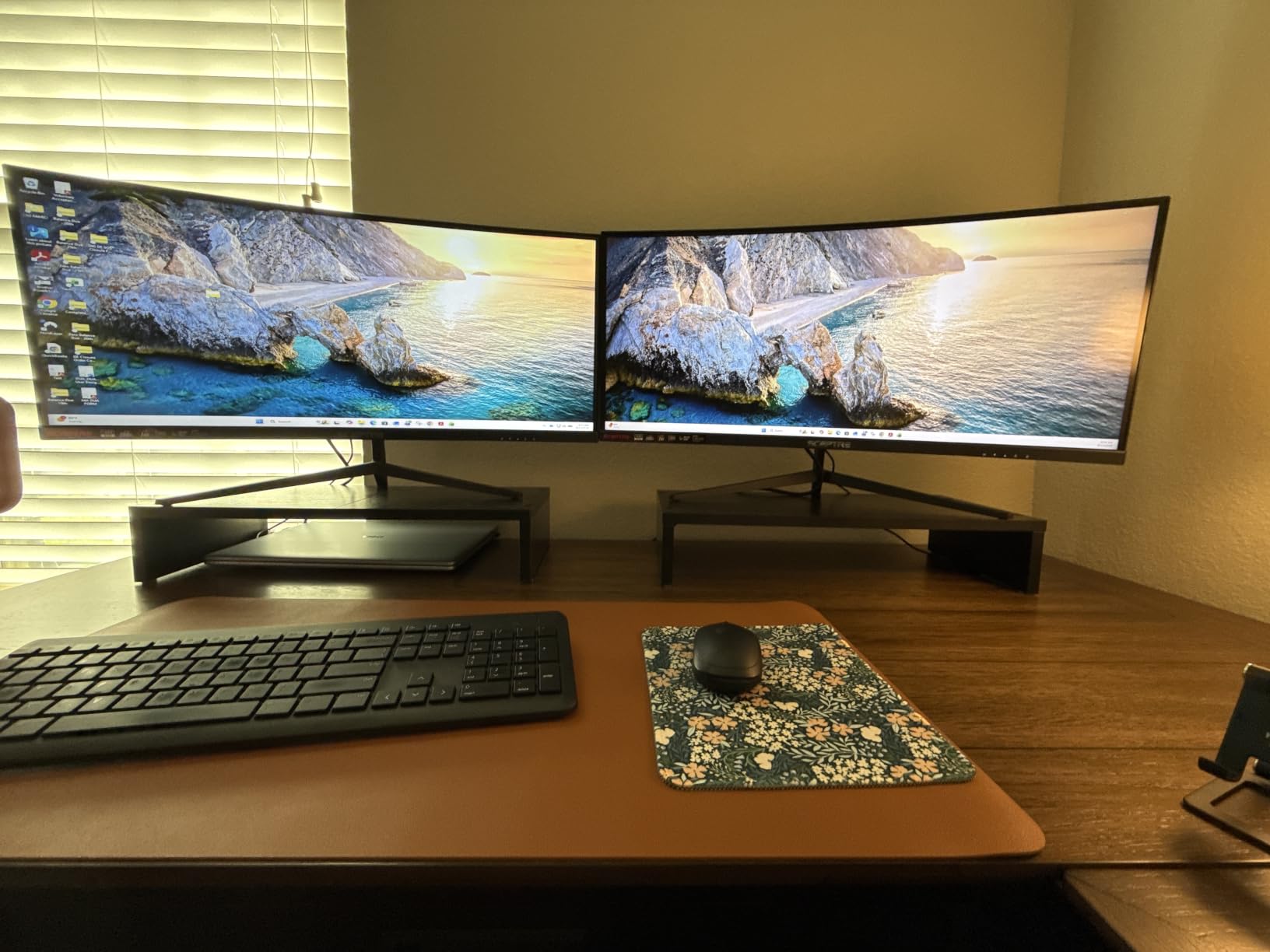 TEAMIX 20 inch Wood Monitor Stand Riser, Desktop Riser Shelf, Rustic Brown customer photo 1