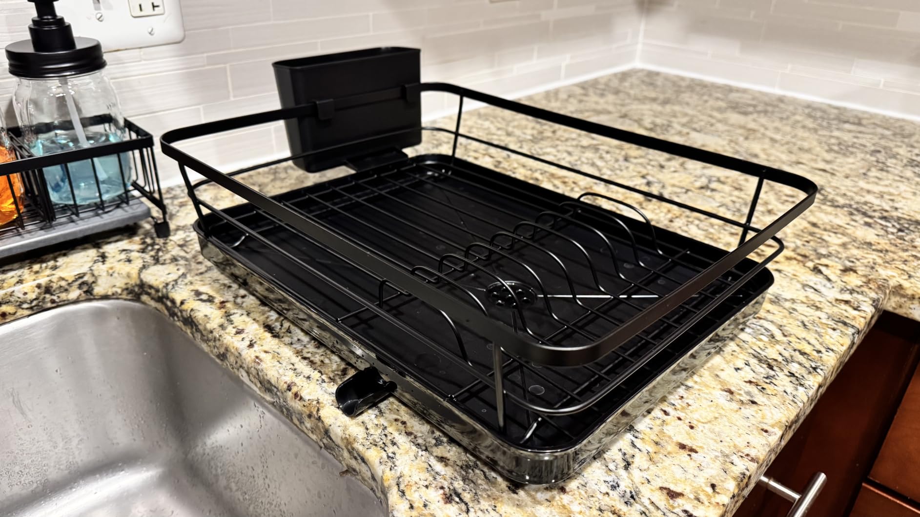 Sakugi Dish Drying Rack - Stainless Steel Dish Rack with Drainboard for Kitchen Counter and Sink, 15.6