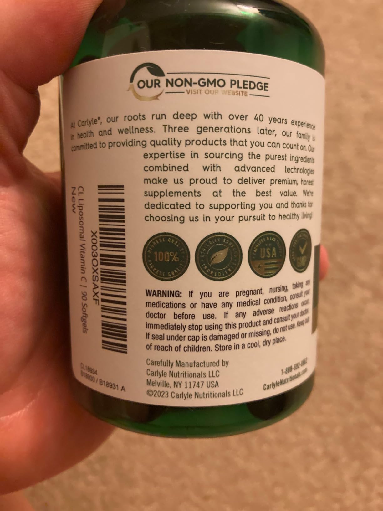 Carlyle Liposomal Vitamin C | 2200mg | 90 Softgel Capsules customer photo 2