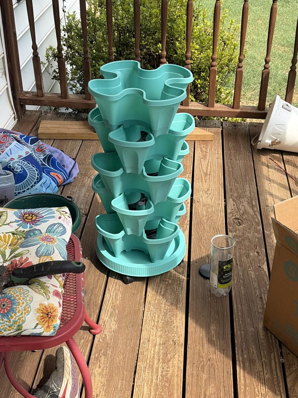GameXcel Vertical Planter Tower - 5 Tier Stackable Garden Planters with Wheels and Tools Plant Pots for Strawberry Herb Flower and Vegetable Indoor Outdoor Use Red customer photo 1