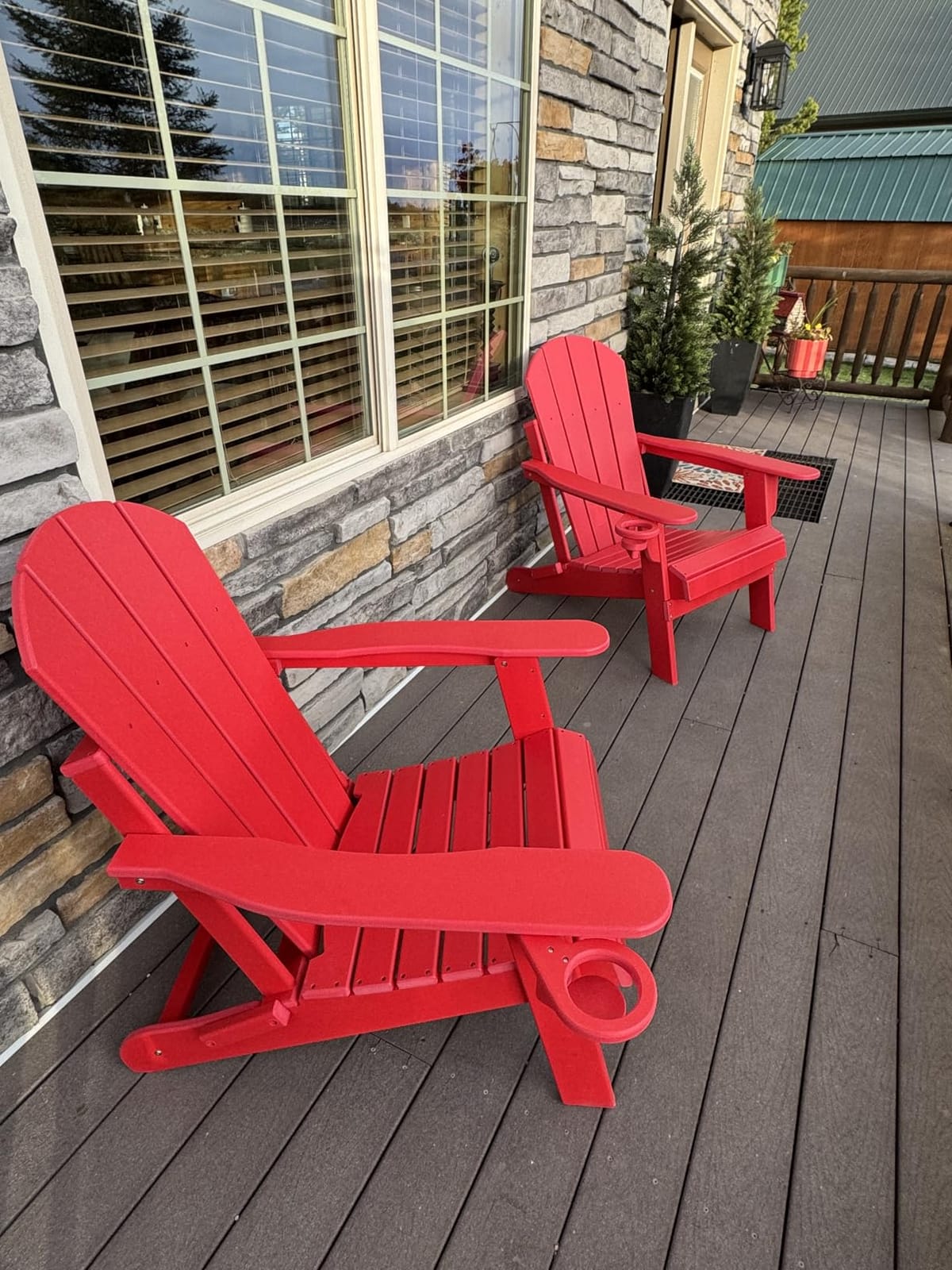 GREENVINES Folding-Adirondack-Chairs Set of 2, HDPE All Weather, Blue customer photo 2