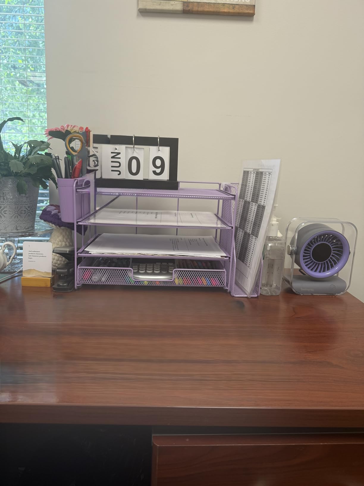 OPNICE Desk Organizer, 4-Tier Desktop File Organizer with Drawer and Pen Holders, Office Desk Accessories, File Sorters, Workspace Organizers for Office Supplies(Black) customer photo 1