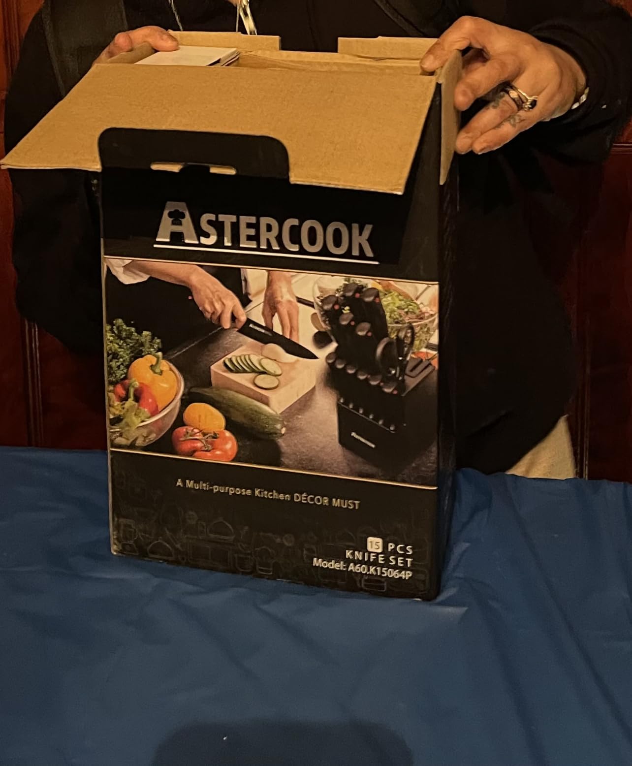 Astercook Knife Set for Kitchen with Block and Sharpener 15pcs German customer photo 2
