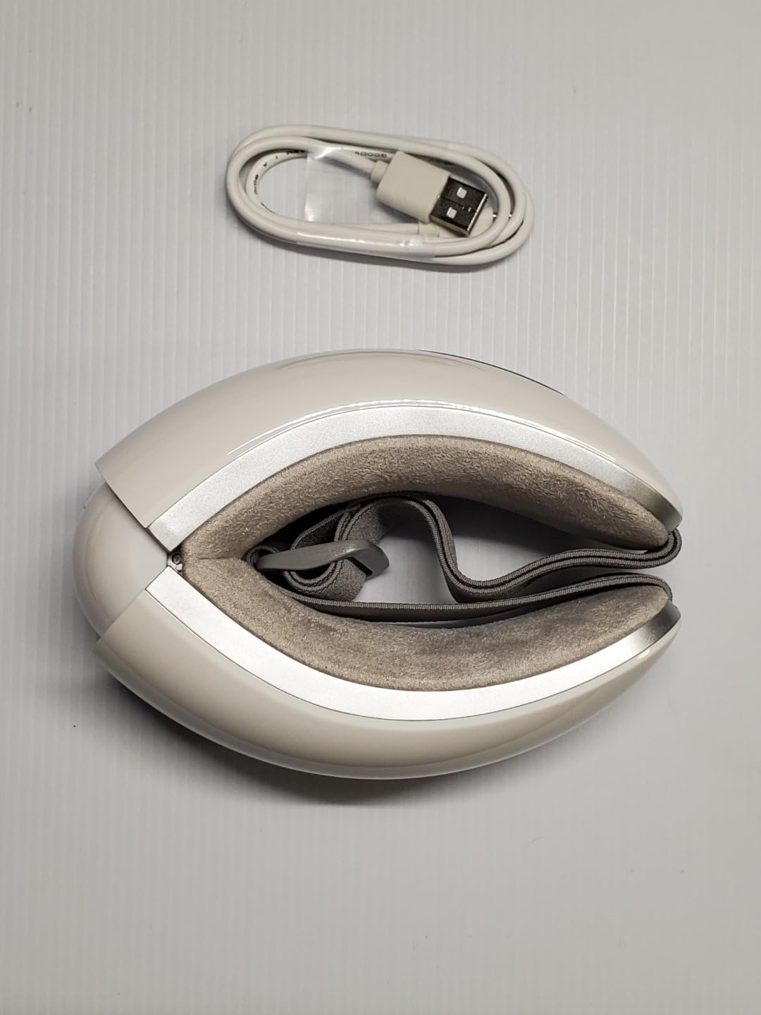 NOWWISH Eye Massager with Heat, Vibration and Bluetooth Music for Migraine Headache Relief, Cordless Heated Eye Mask with 6 Massage Modes, Relaxation -Mothers Day Gifts for Mom Wife -White customer photo 1