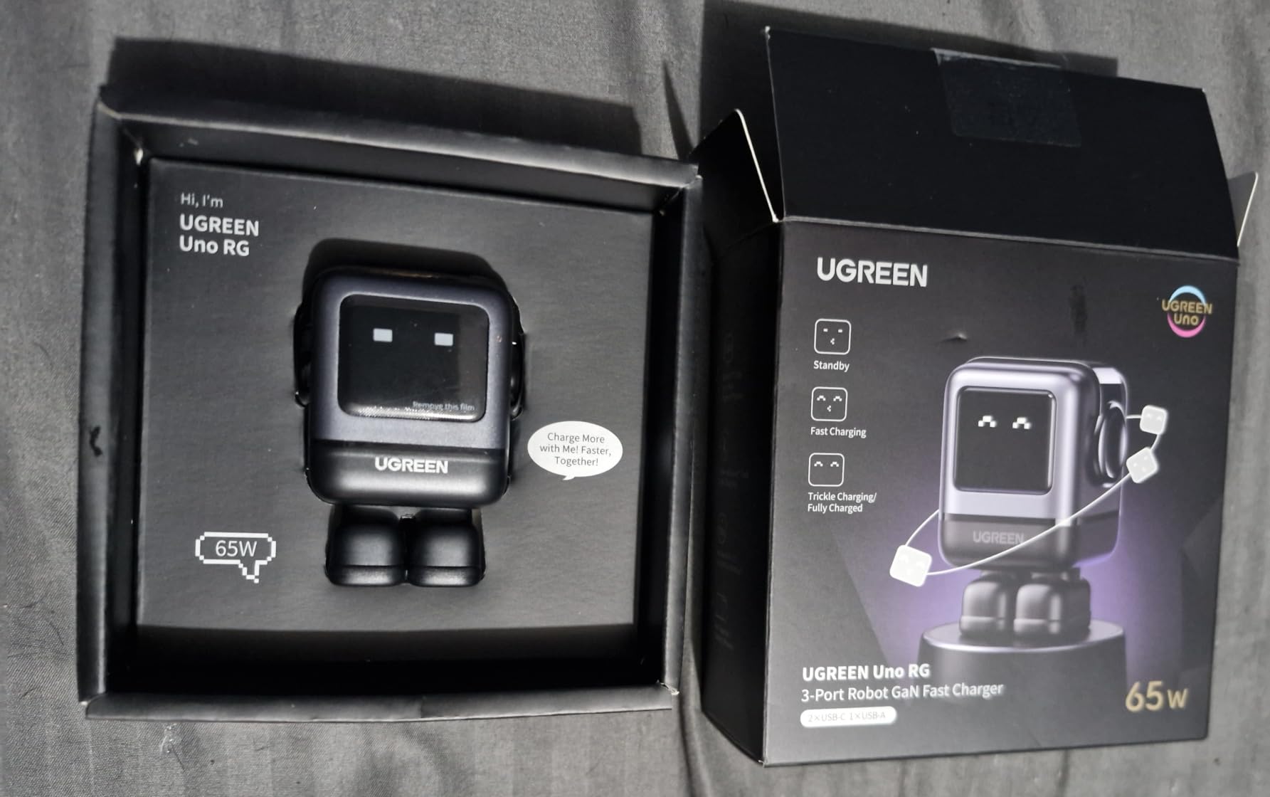 UGREEN Uno 65W 3-Port USB C Charger Adapter, GaN Fast Charging Block, Black customer photo 1